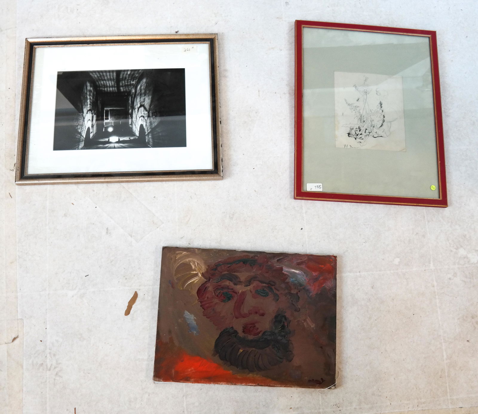 Bearded Man - Oil on Canvas, Two Others (1 of 10)