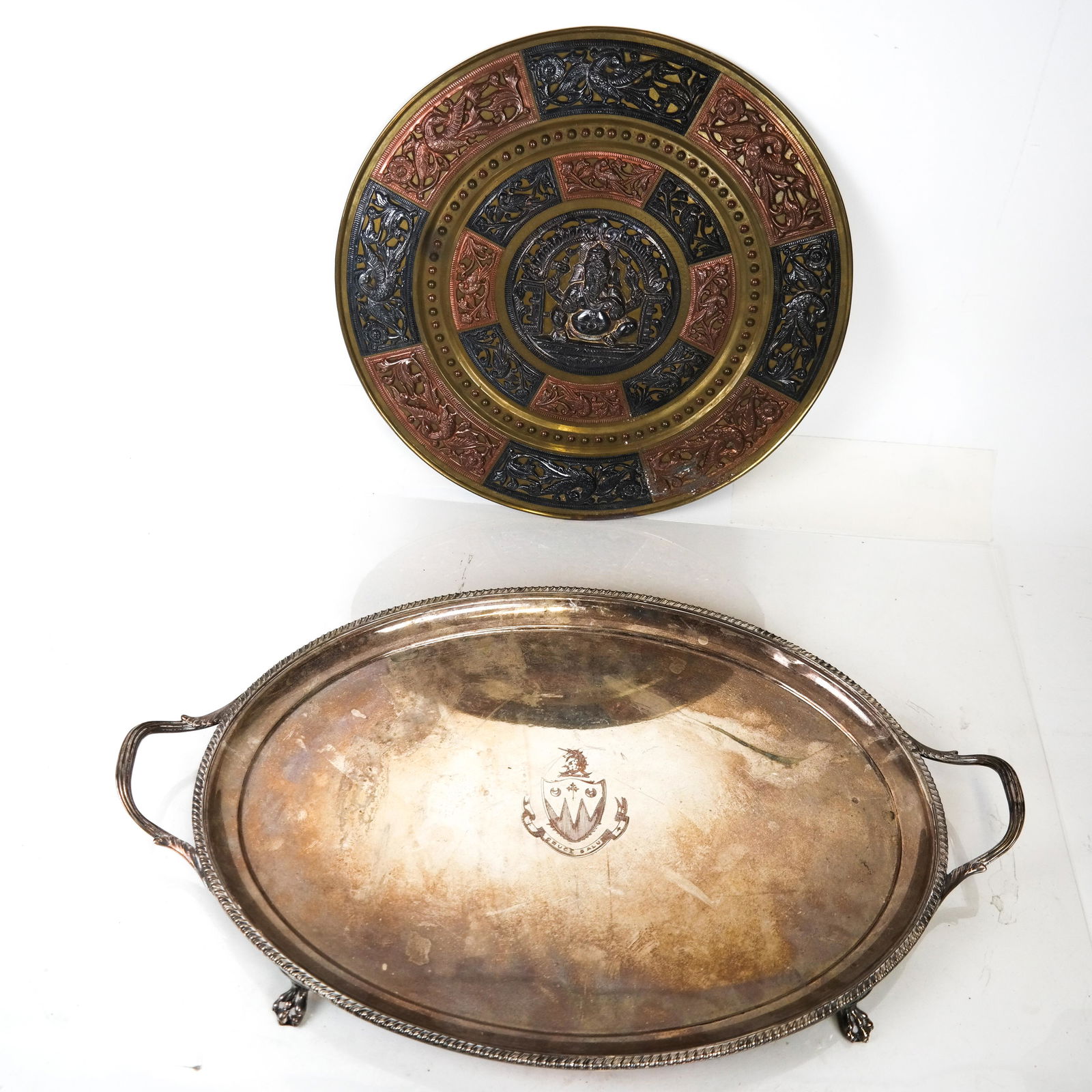 Silver Plate Tray and Asian Tray (1 of 6)