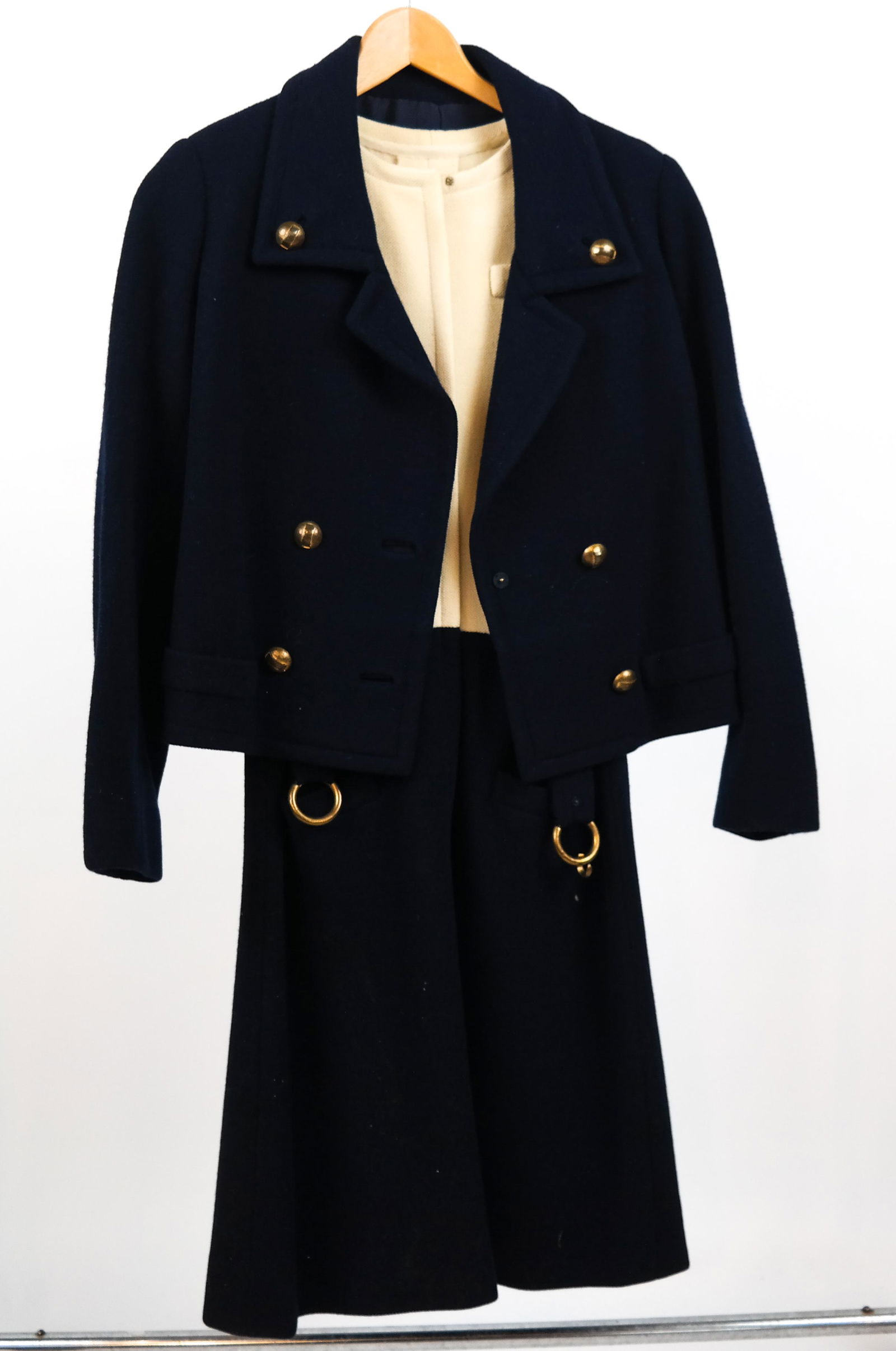 YVES ST. LAURENT Navy & Cream Dress & Jacket (1 of 7)
