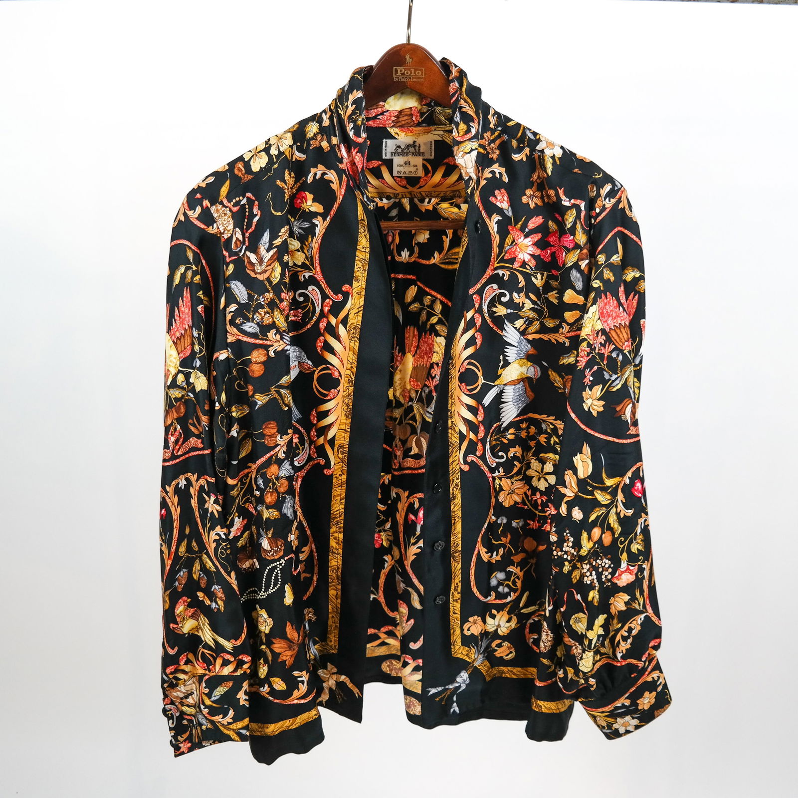 HERMES Silk Blouse - Bird, Floral Print (1 of 7)