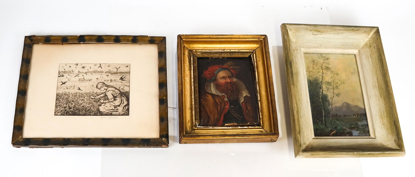 Lot of 3 Art Works: Portrait, Landscapes (1 of 11)