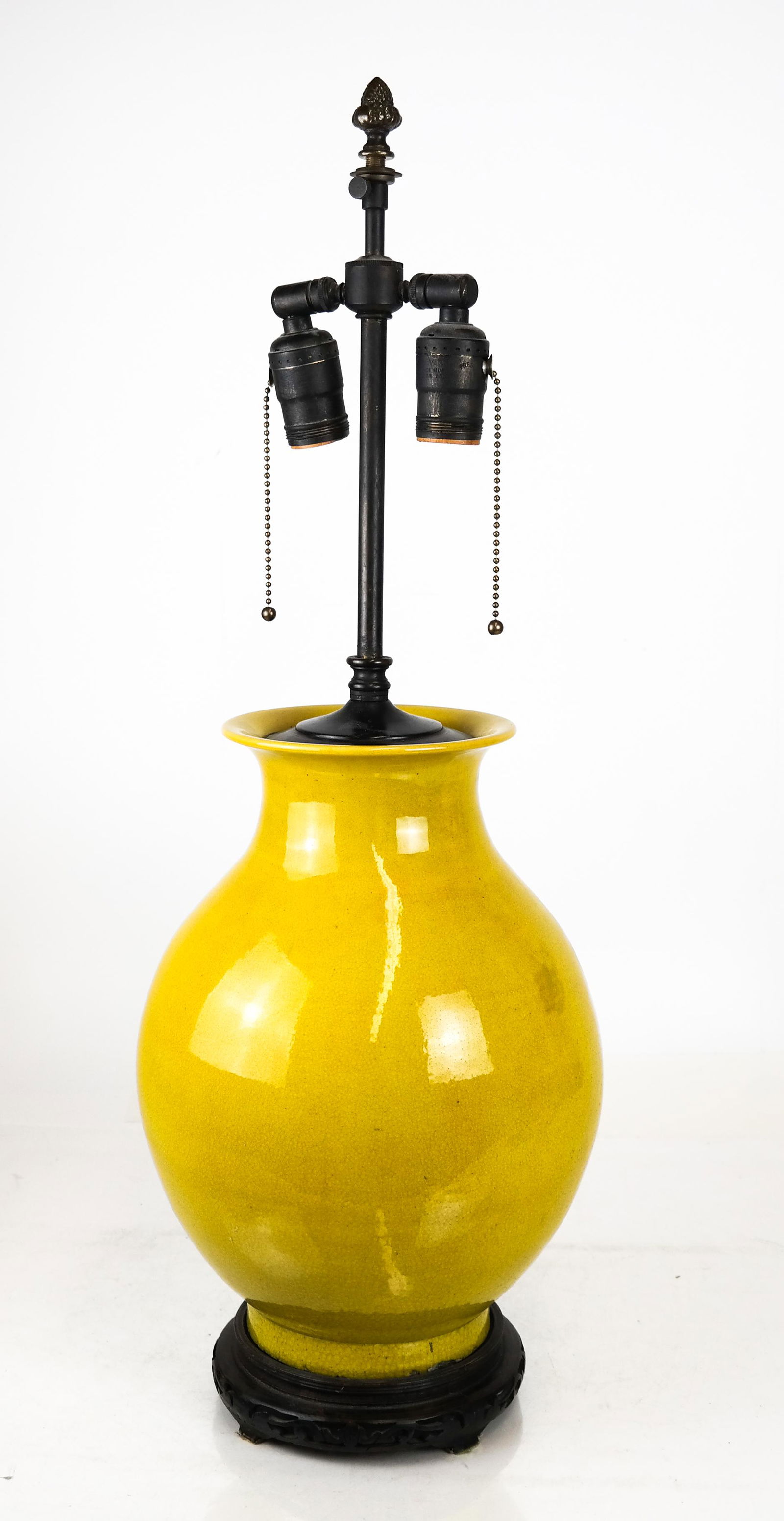 Chinese Yellow Glazed Ceramic Lamp (1 of 5)