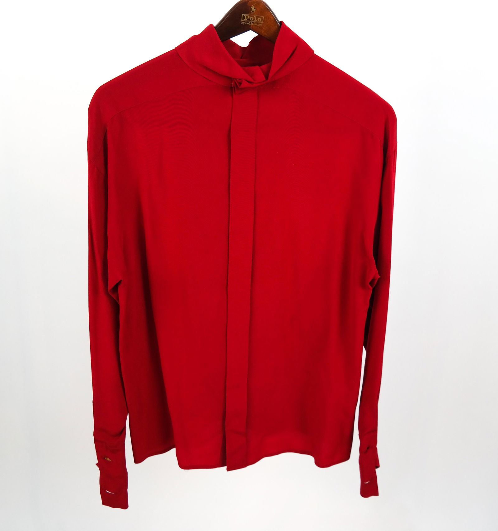 CHANEL Red Silk Blouse (1 of 6)