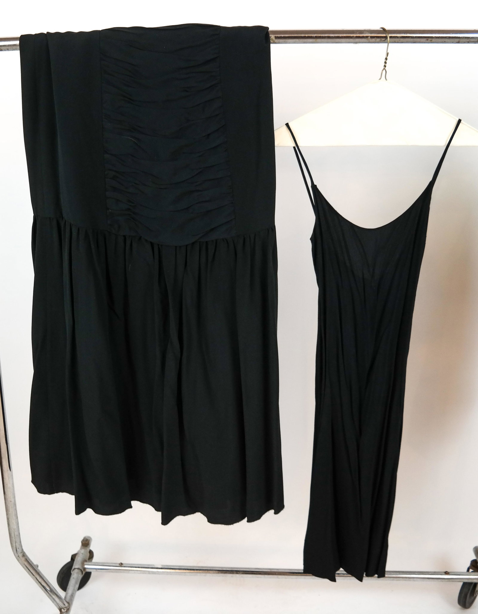 Karl LAGERFELD Skirt & Christian DIOR Dress: Karl Lagerfeld skirt, 36" waist, and Christian Dior Saks Fifth Avenue strappy silk dress, size XS. Both in good condition.