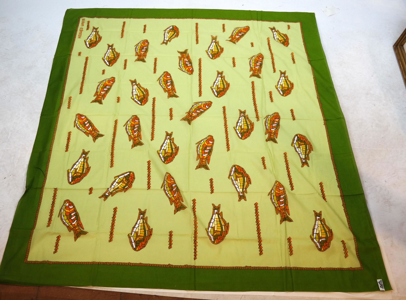 HERMES 100% Cotton Large "Fish" Scarf (1 of 6)