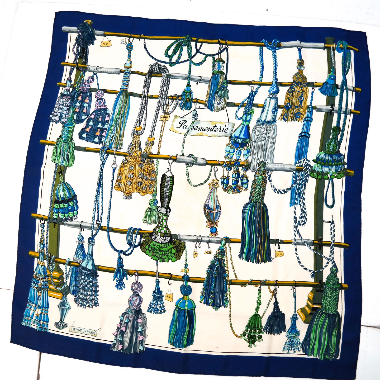 HERMES 100% Silk Scarf "Passementerie" (1 of 4)