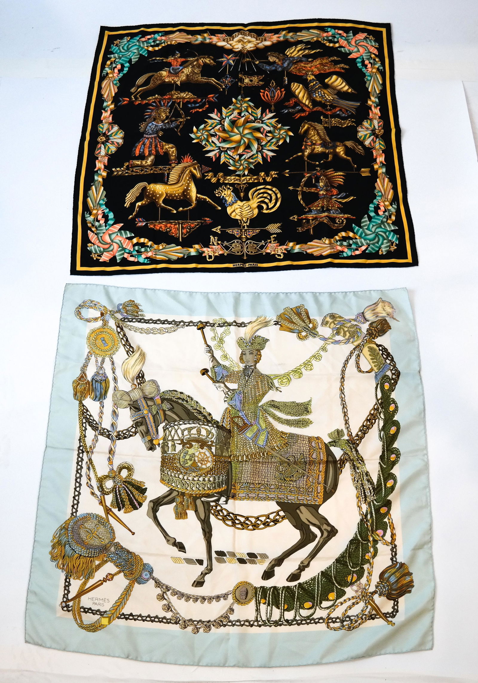 Two HERMES 100% Silk Scarves (1 of 8)
