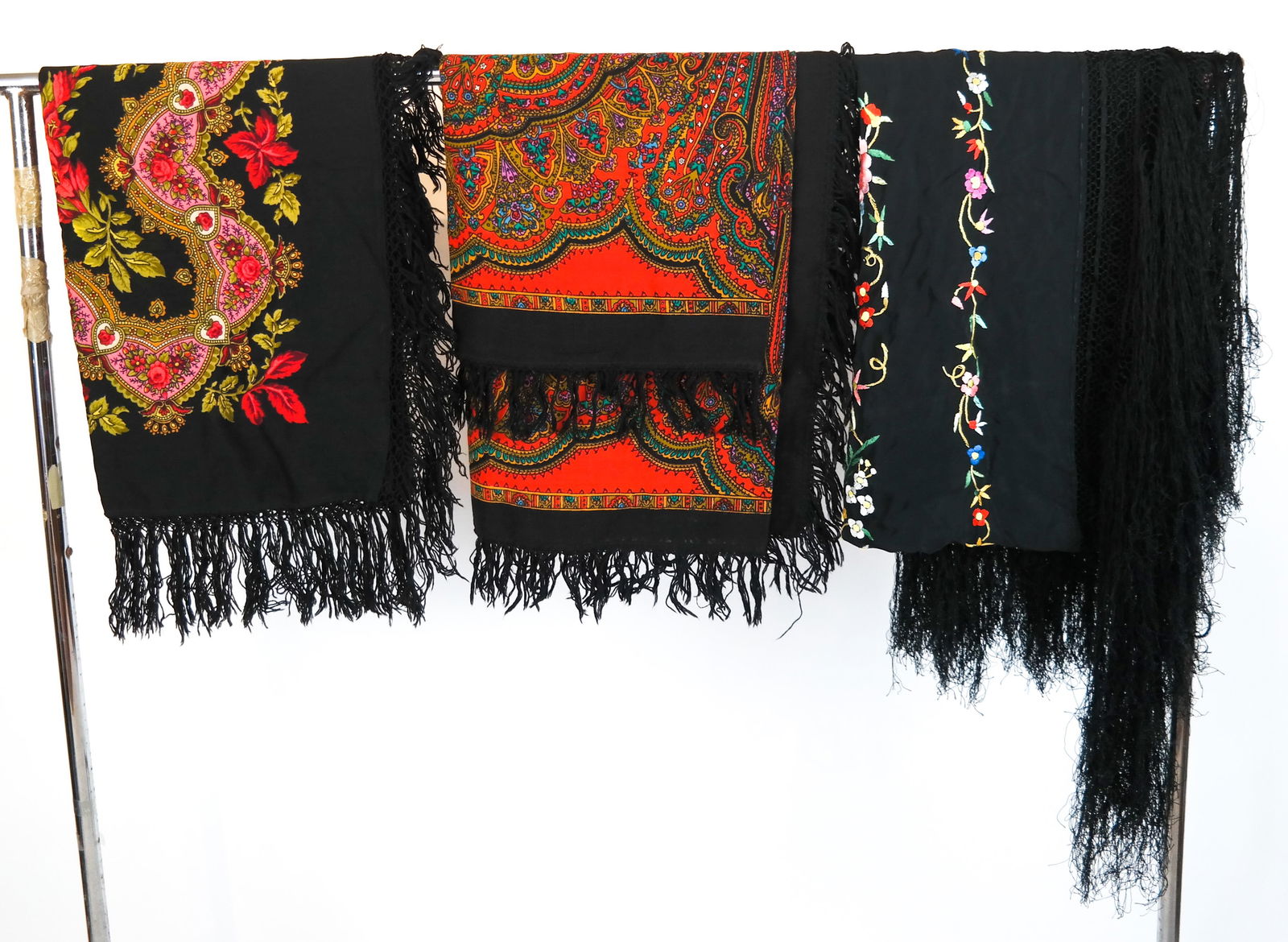 Two Silk Piano Shawls, Two Challis Scarves (1 of 9)