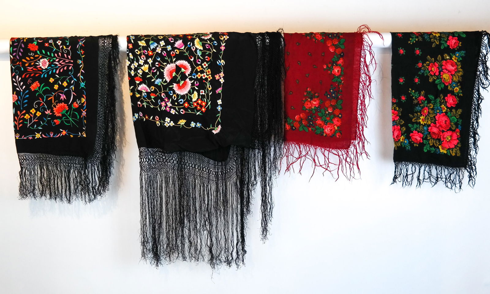 Two Silk Piano Shawls, Three Challis Scarves (1 of 5)