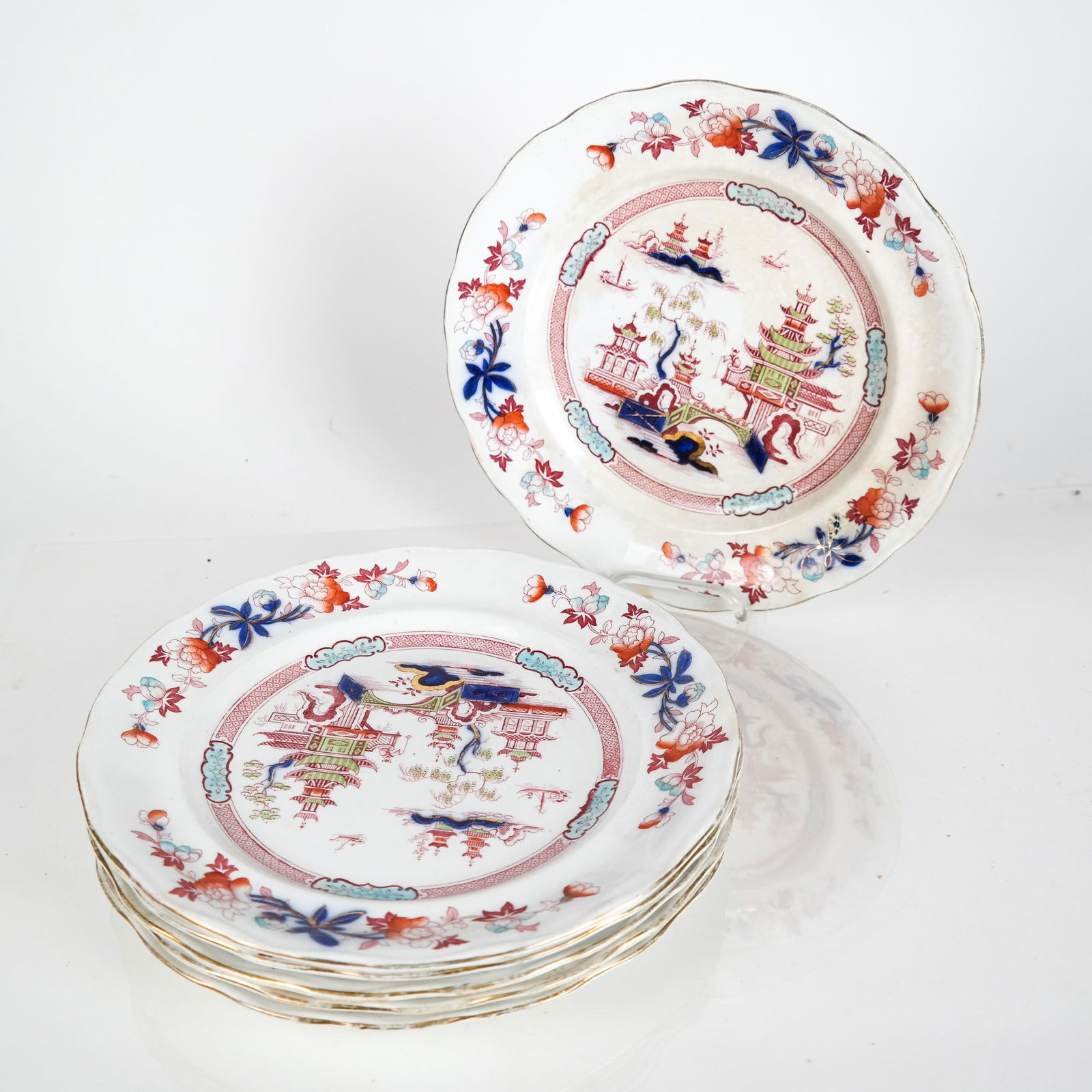 6 English Chinese Export-Style Plates (1 of 3)