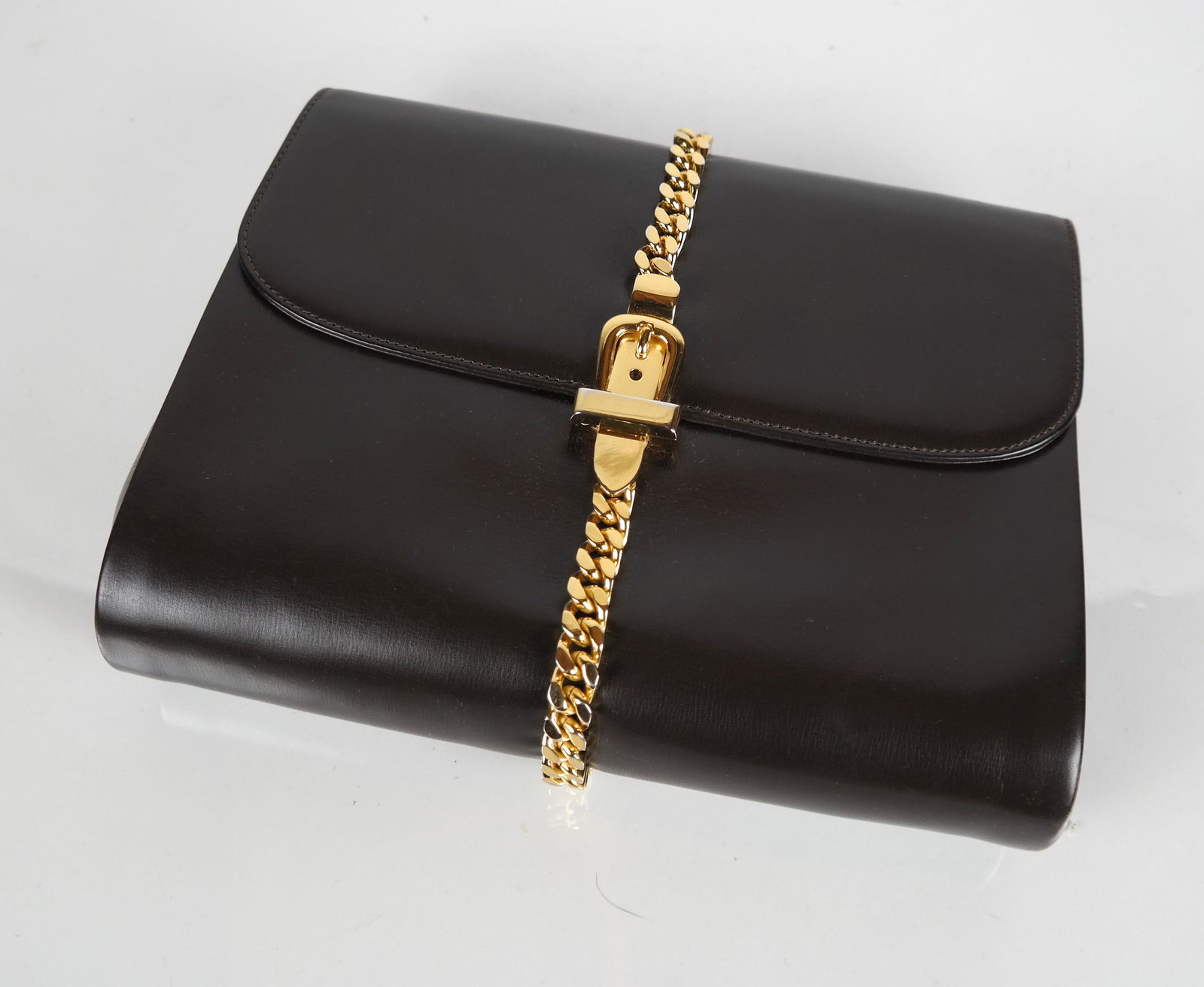 GUCCI Vintage Dk. Brown Gold Chain Bag (1 of 6)
