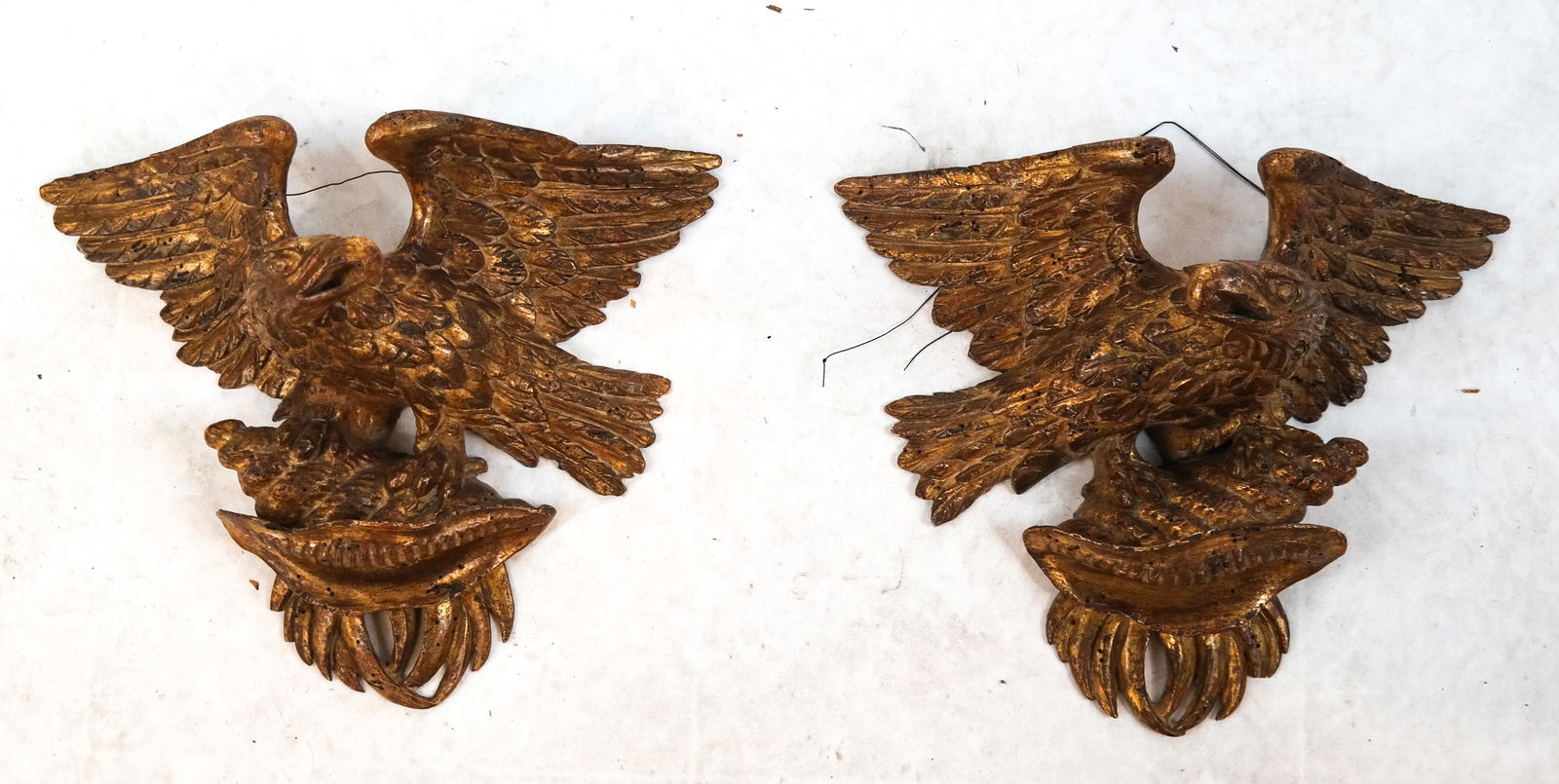 Pair Gilt Carved Wood Eagle Wall Brackets (1 of 6)