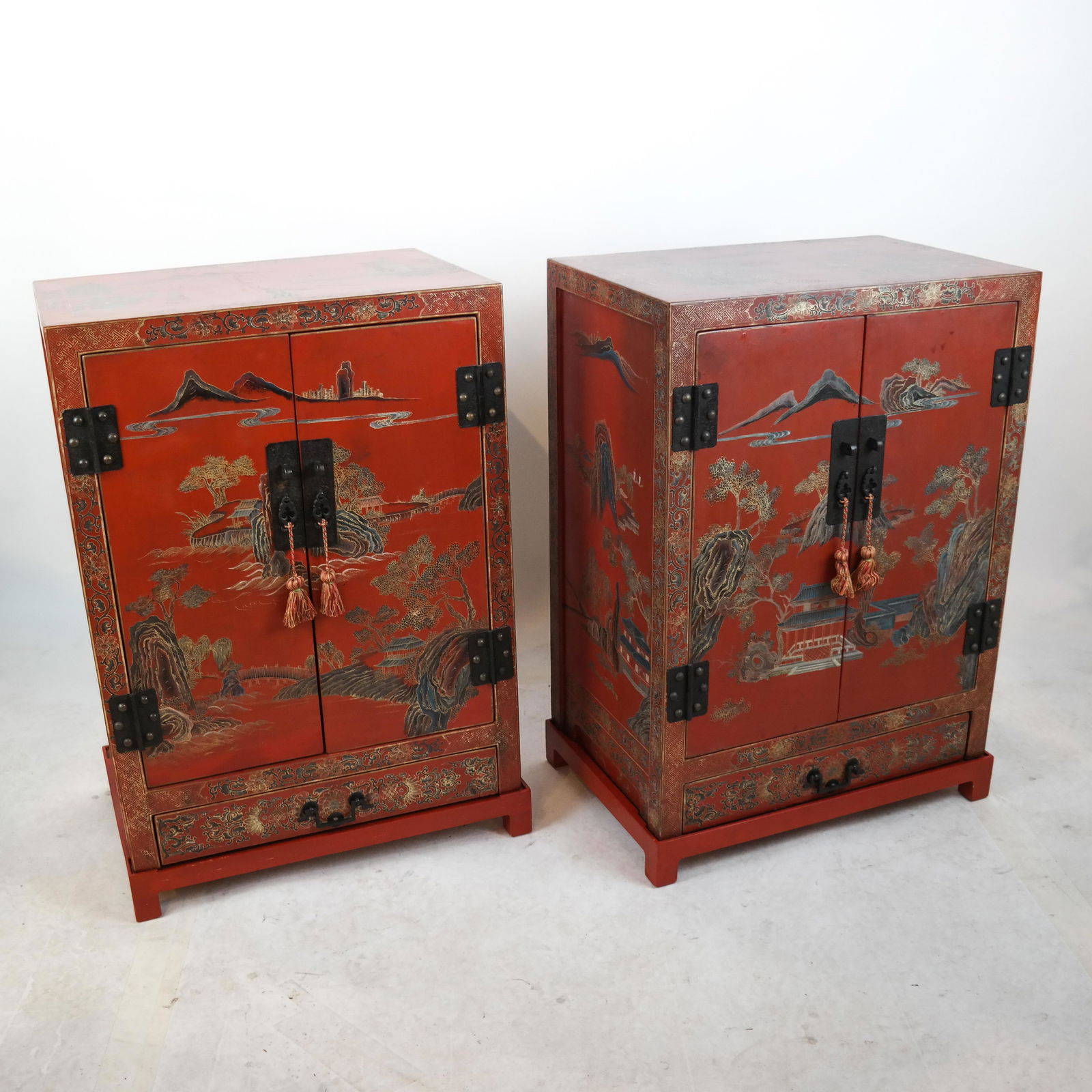 Pair of Chinese Red Lacquer Cabinets (1 of 9)