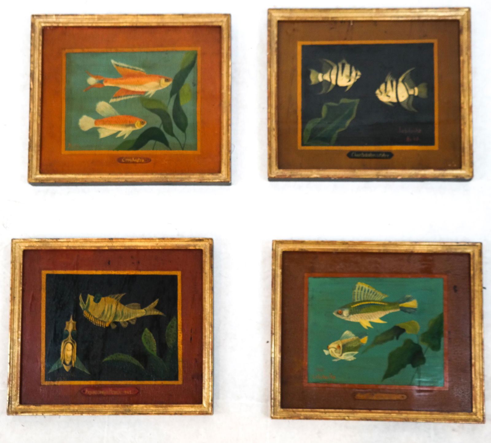Lawrence LEBDUSKA: 4 Fish Panels - Oil on Wood (1 of 7)