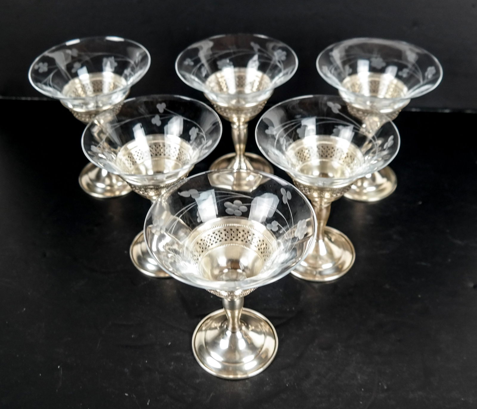 6 Cartier Crystal Glasses on Sterling Stems (1 of 7)