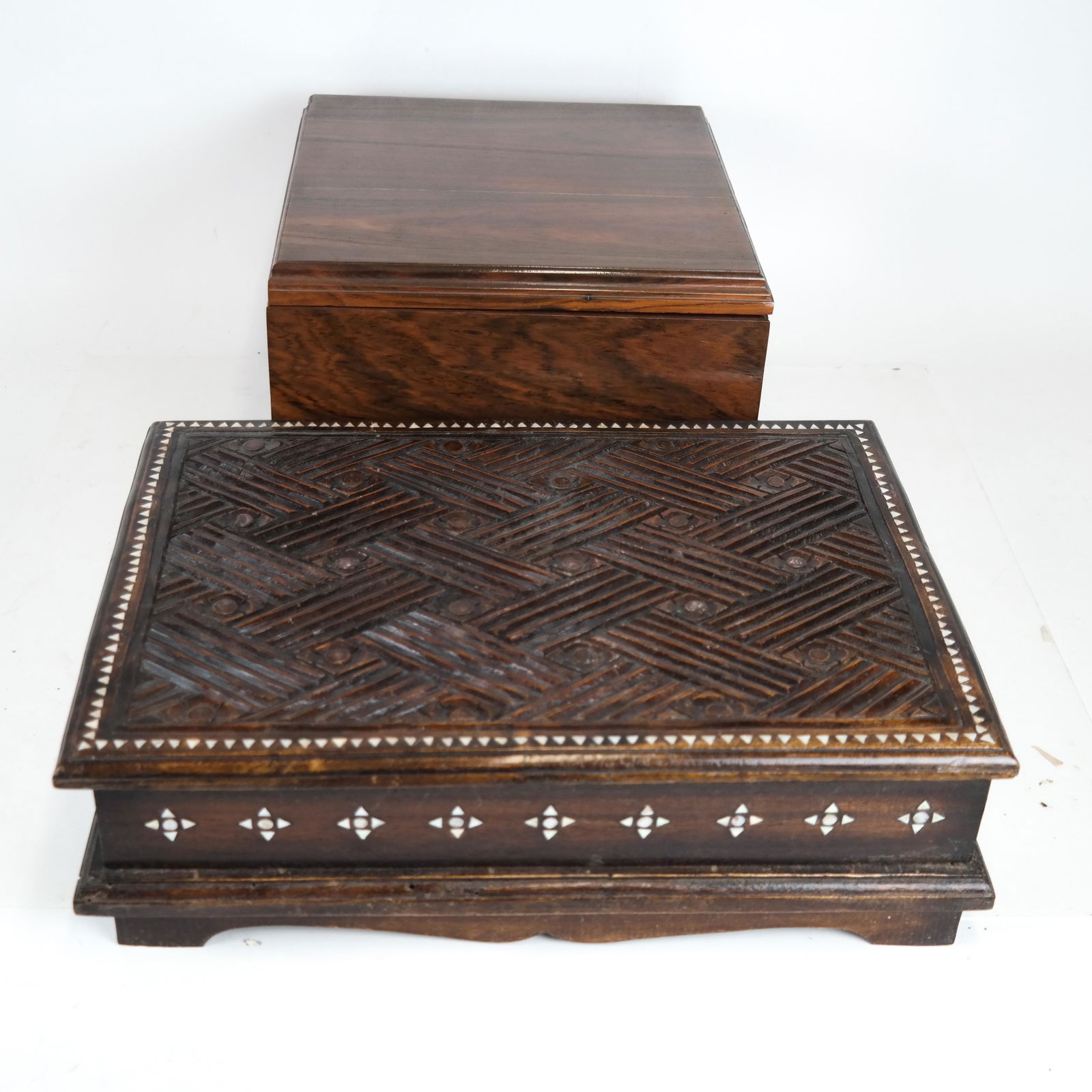 Two Hinged Boxes, Rosewood and Carved (1 of 18)