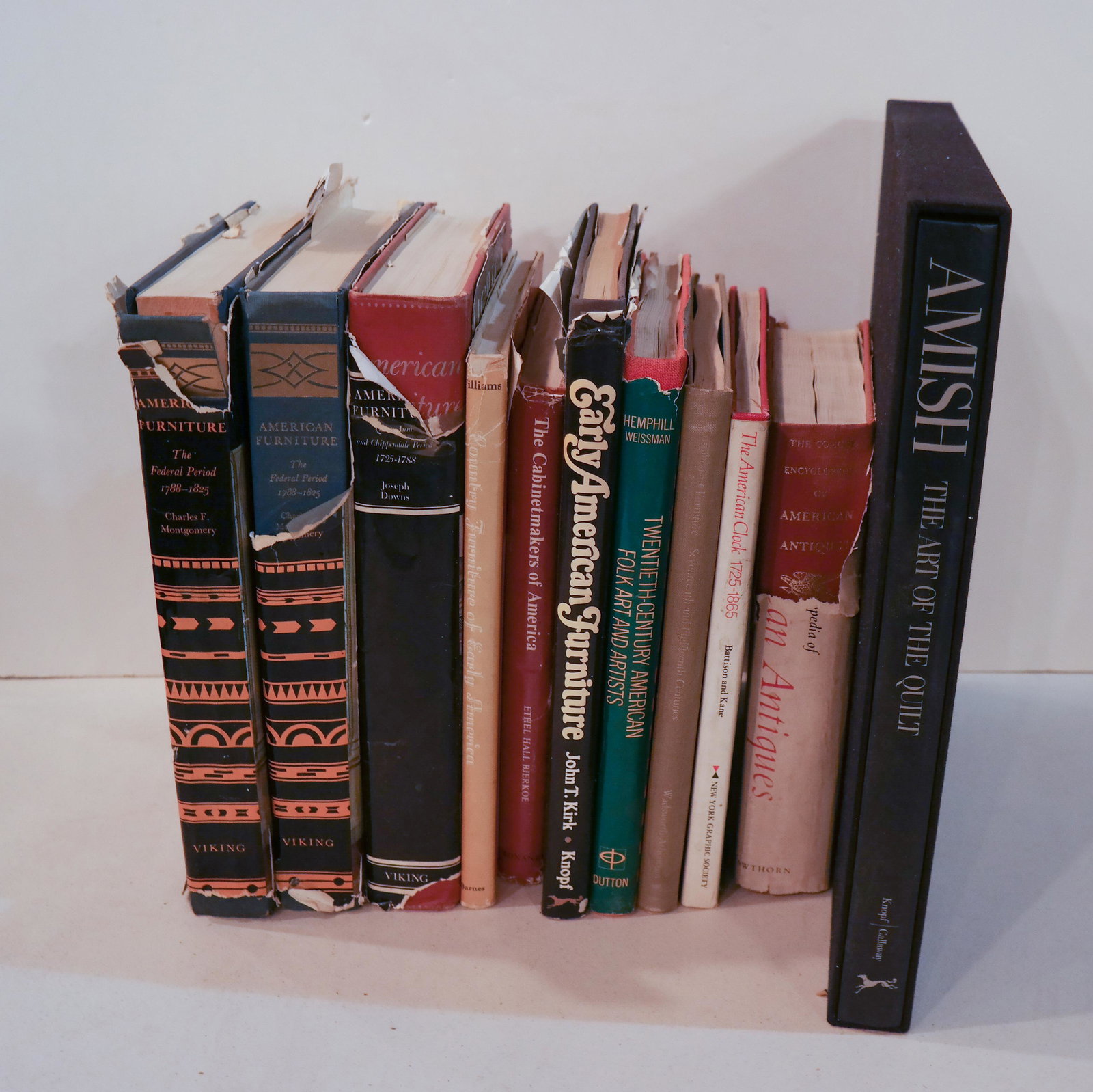 American & Americana Books: A group of books on American furniture, one on quilts. Authors: Charles Montgomery, Helen Comstock, Herbert Hemphill, Jr., Julia Weissman, Ethel Bjerkoc, Joseph Downs, John T. Kirk. All jackets as-is;
