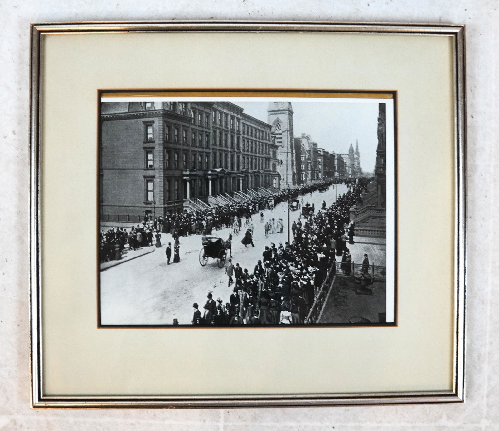 Black and White Print - A Parade: Black and white print of a parade. [Frame: 17 x 19 inches].