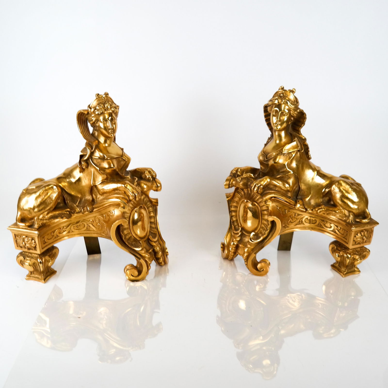 Pair Bronze Sphinx-Form Chenets (1 of 8)