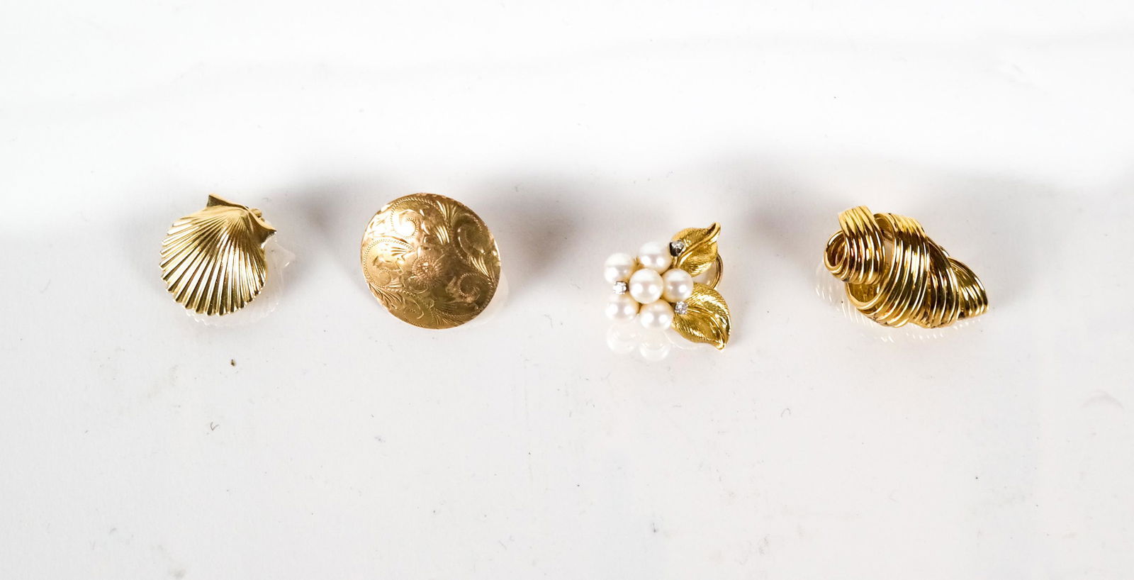Four Assorted Gold Ear Clips, 14K & 18K (1 of 10)
