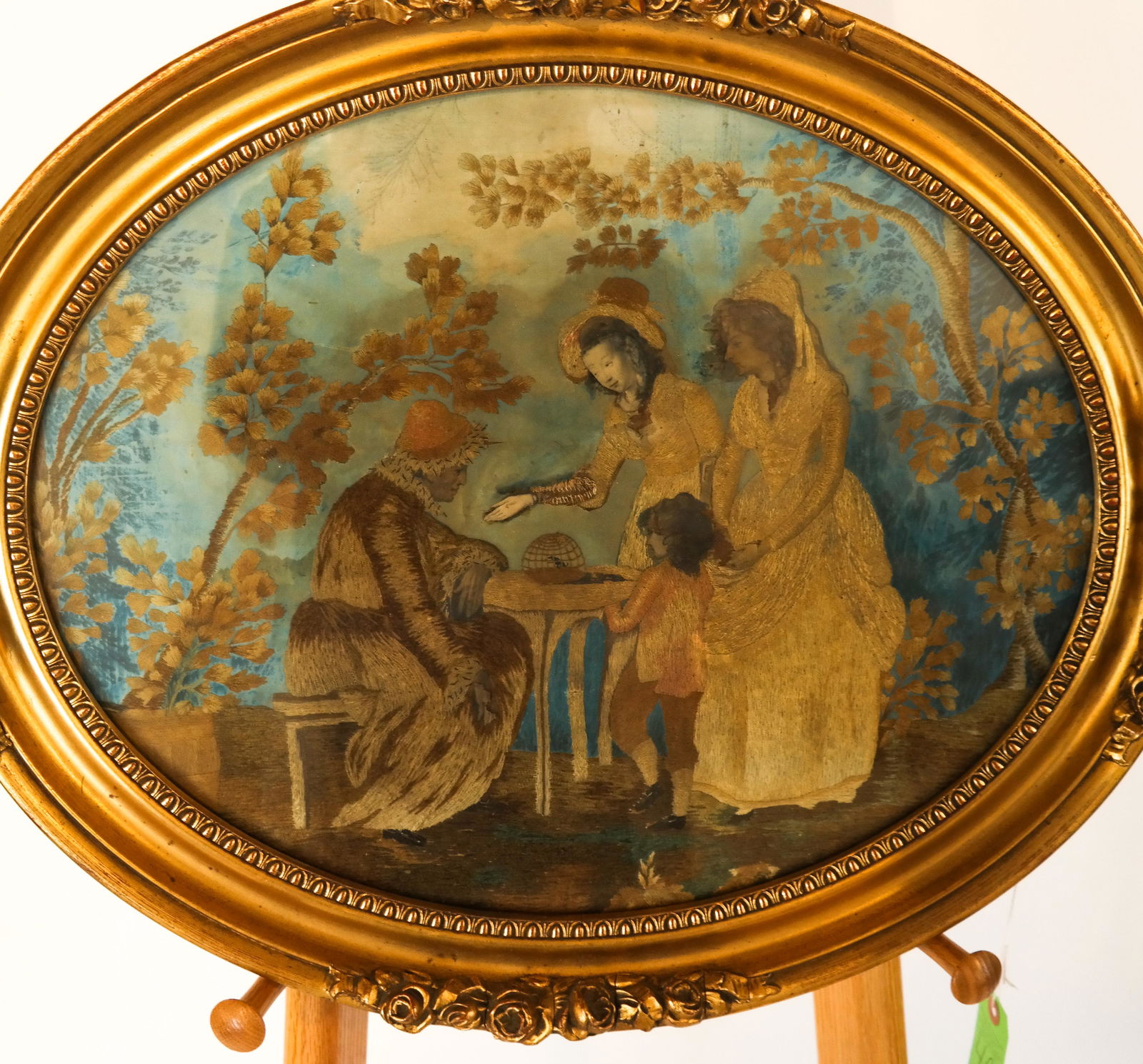 Figural Scene Stumpwork in Oval Frame (1 of 11)