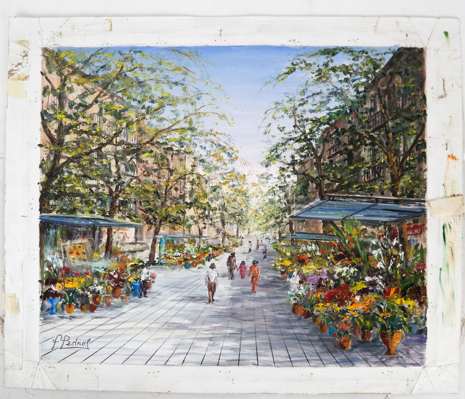 F. PEDROZ: Figural Street Scene, Unframed (1 of 6)