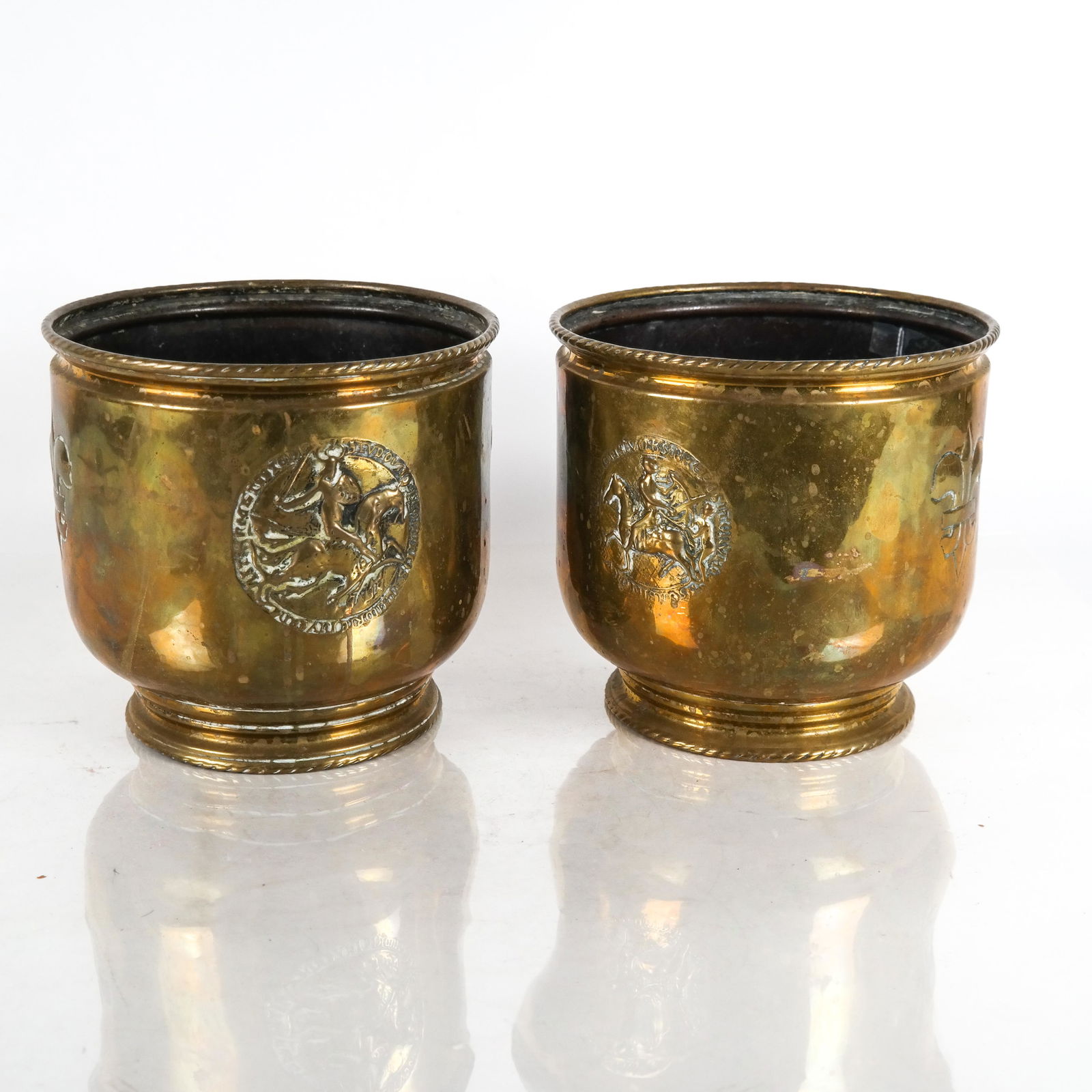 Pair 19th C. Brass Planters (1 of 10)