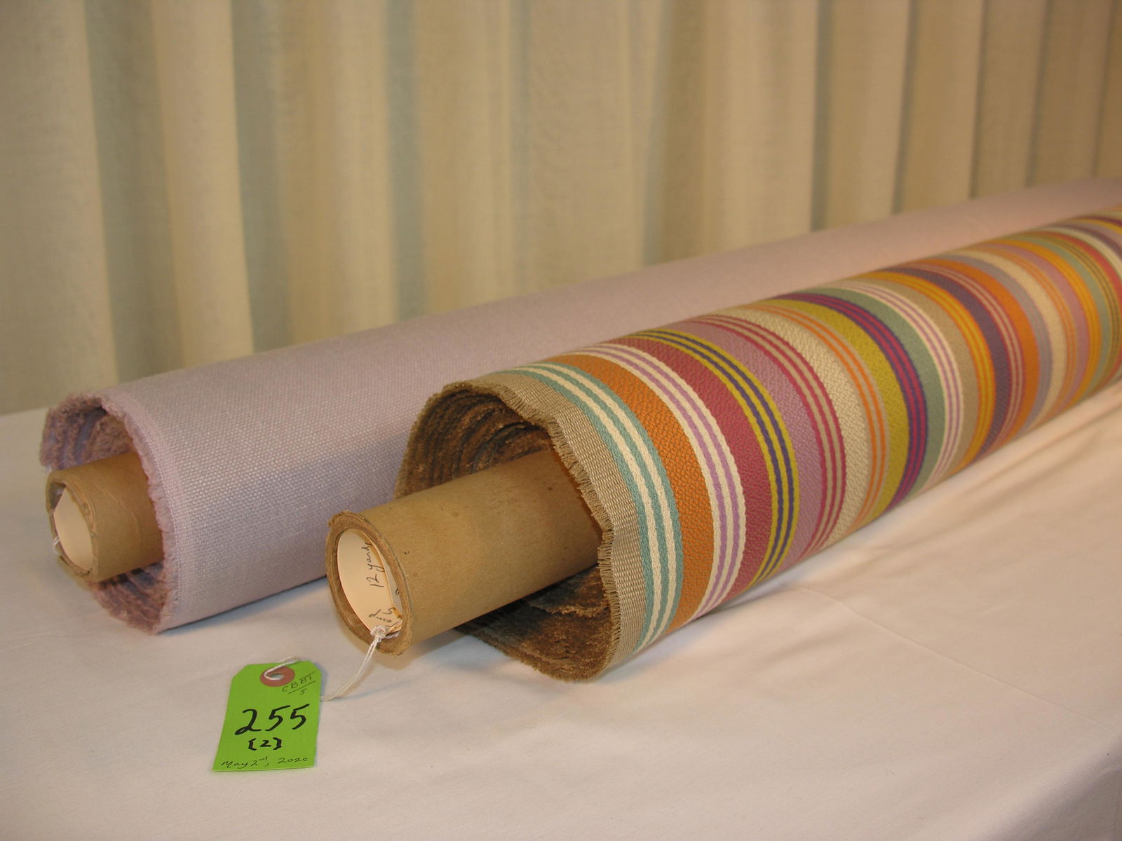 Colorful Stripe and Lilac Linen Fabrics / Textiles (1 of 5)
