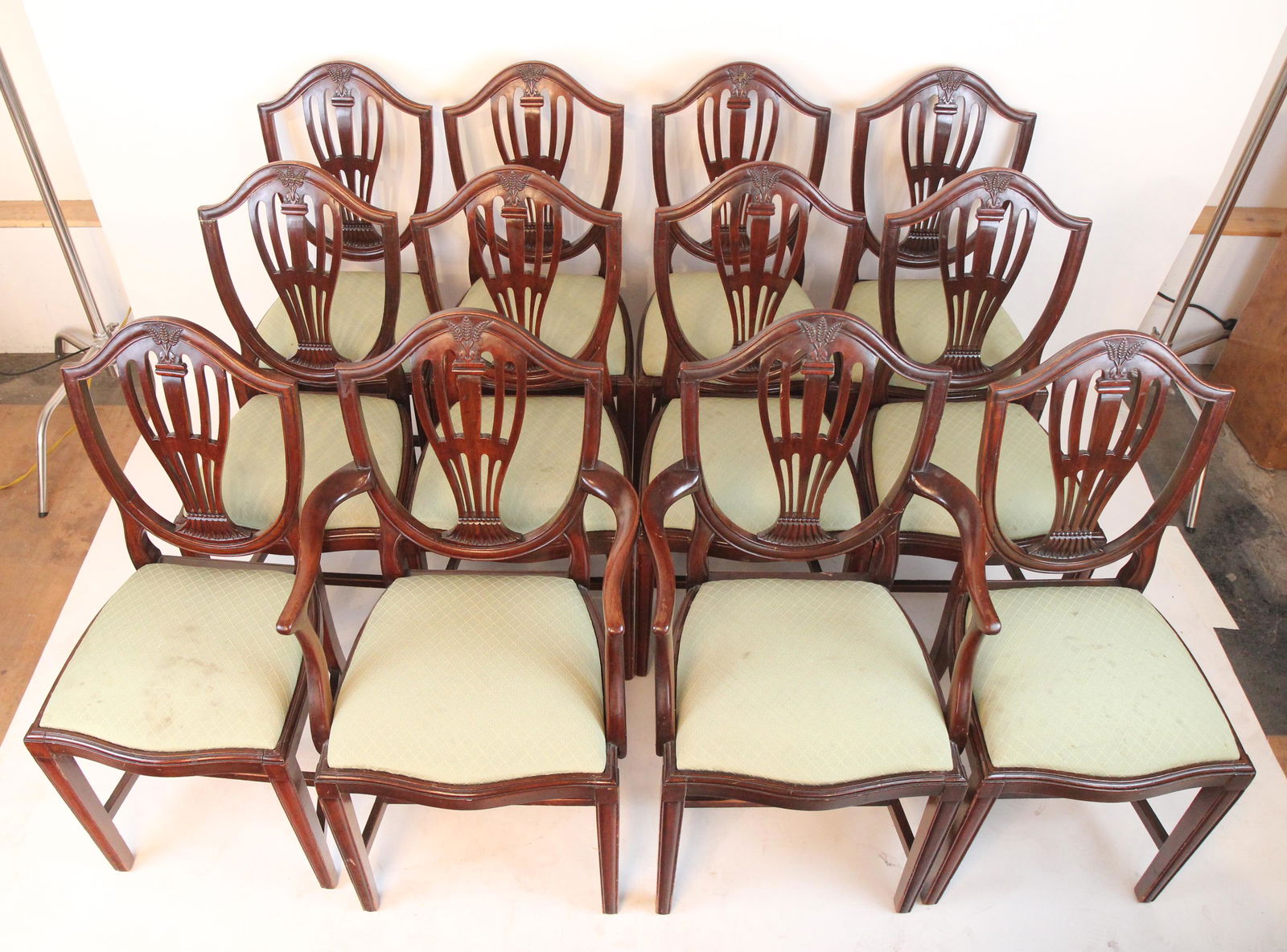 12 Shield-Back Dining Chairs, c. 1925 (1 of 11)