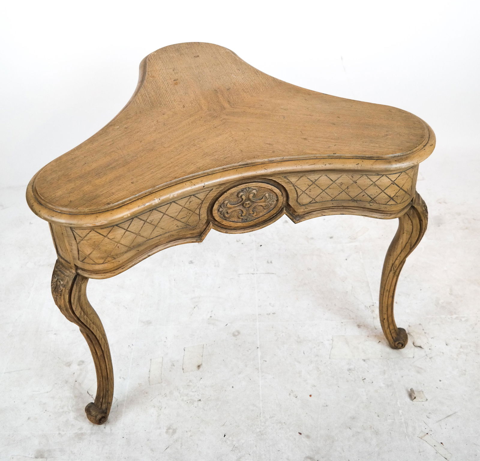 Pickled Wood Decorated Trefoil Table (1 of 8)