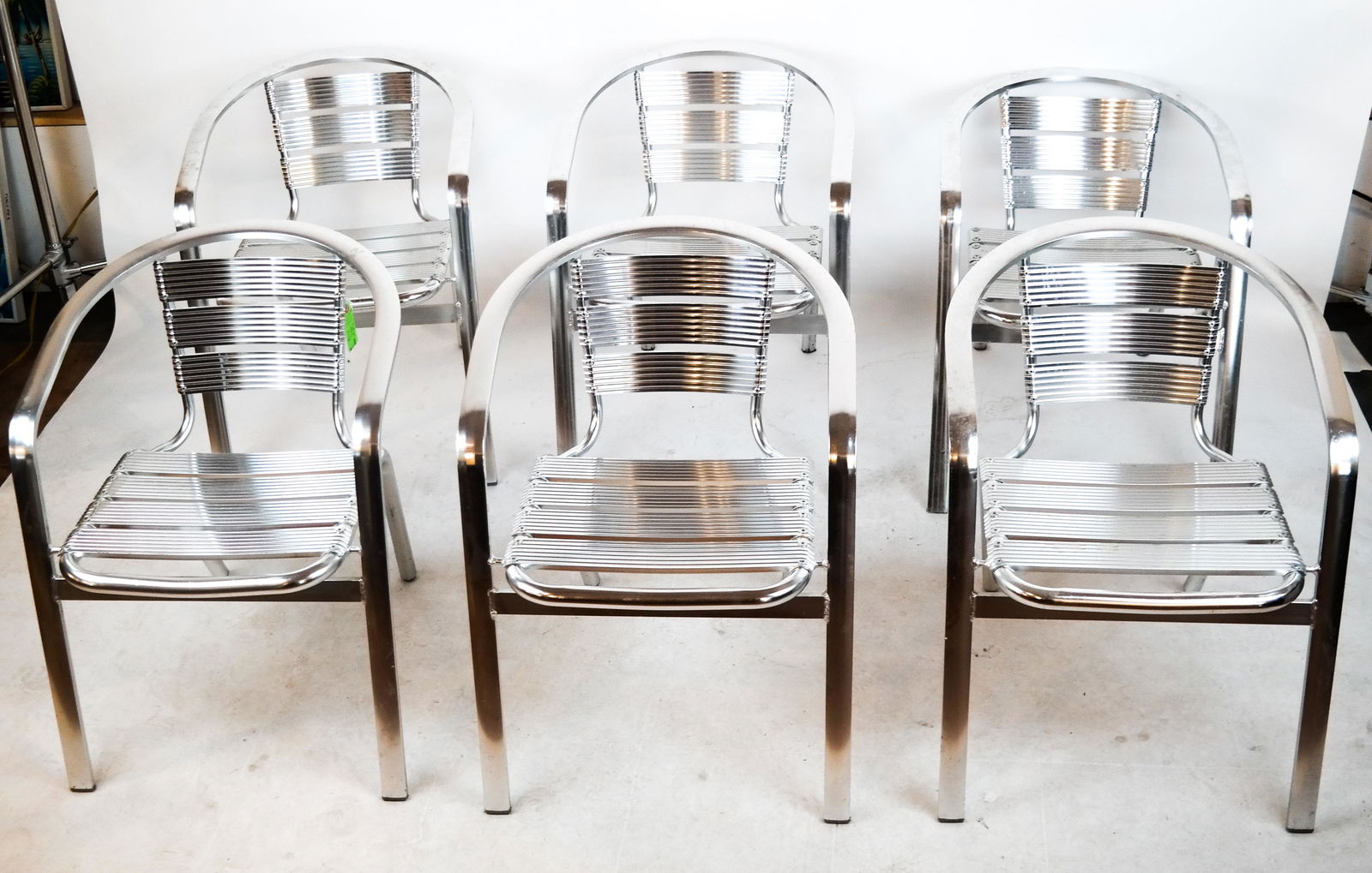 Six Aluminum Slat Design Arm Chairs (1 of 6)