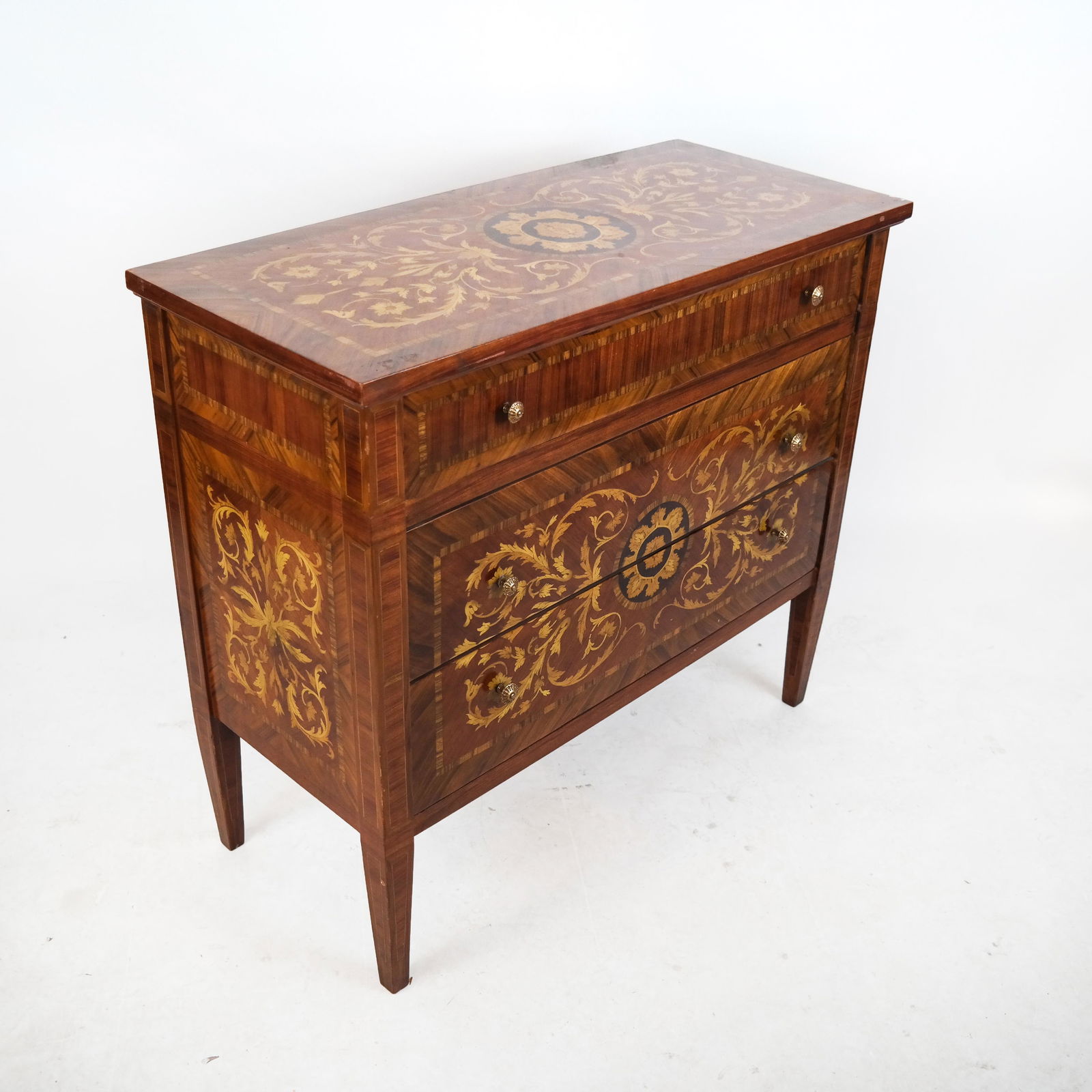 Commode with Three Drawers, Marquetry Inlaid (1 of 8)