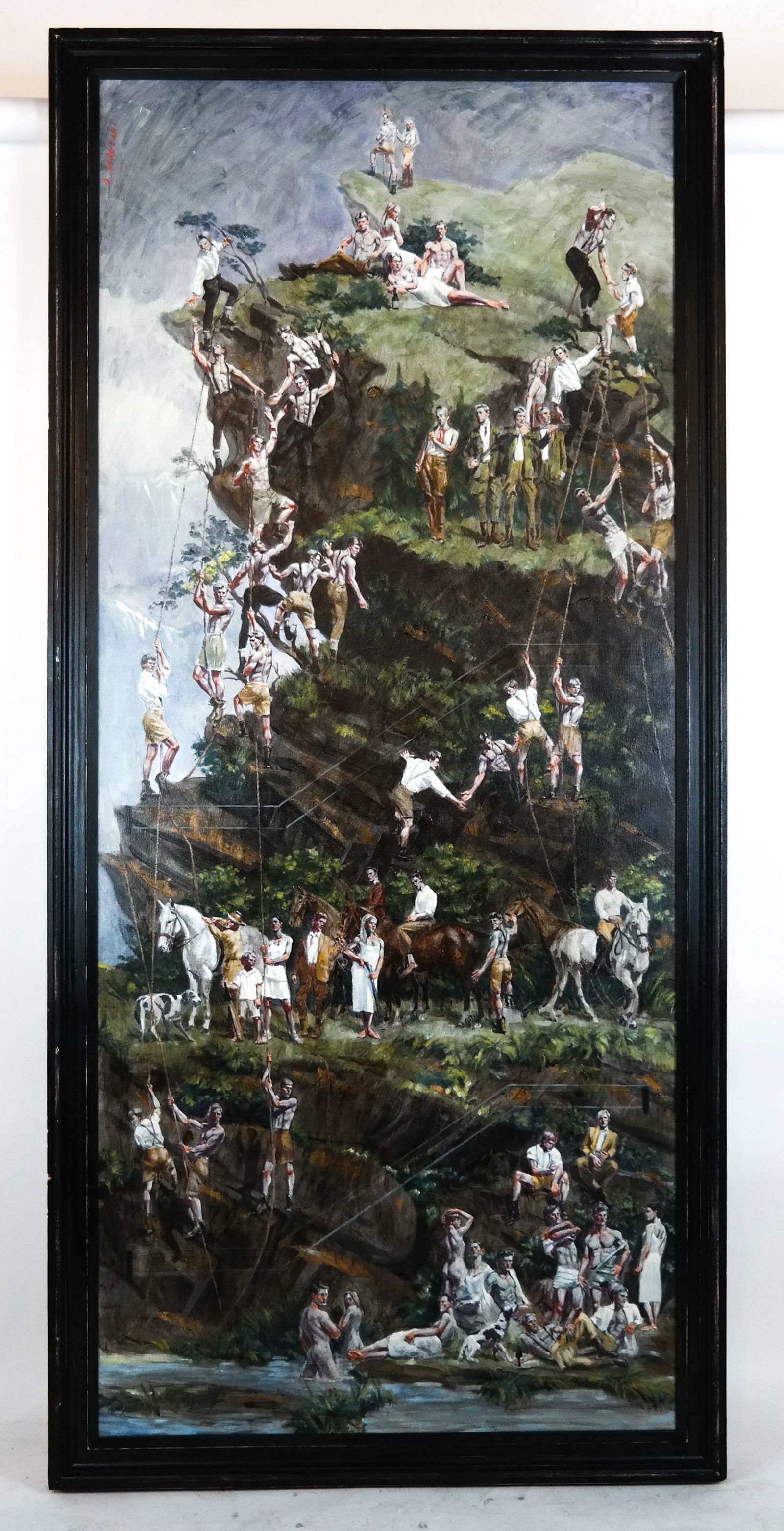 Mark BEARD: Figures - Oil on Canvas: Oil on canvas by Bruce Sargeant, an alter-ego of cultish gay art icon Mark Beard, whose oeuvre mostly consists of images of virile, muscular men. Beard uses multiple artist aliases to explore differen