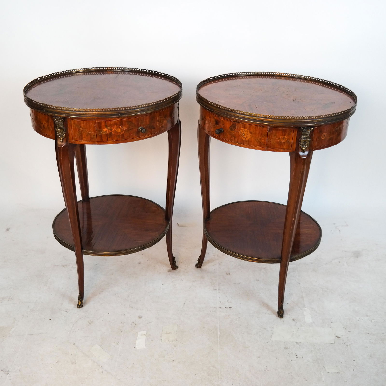 Pair French Marquetry Gueridons (1 of 11)