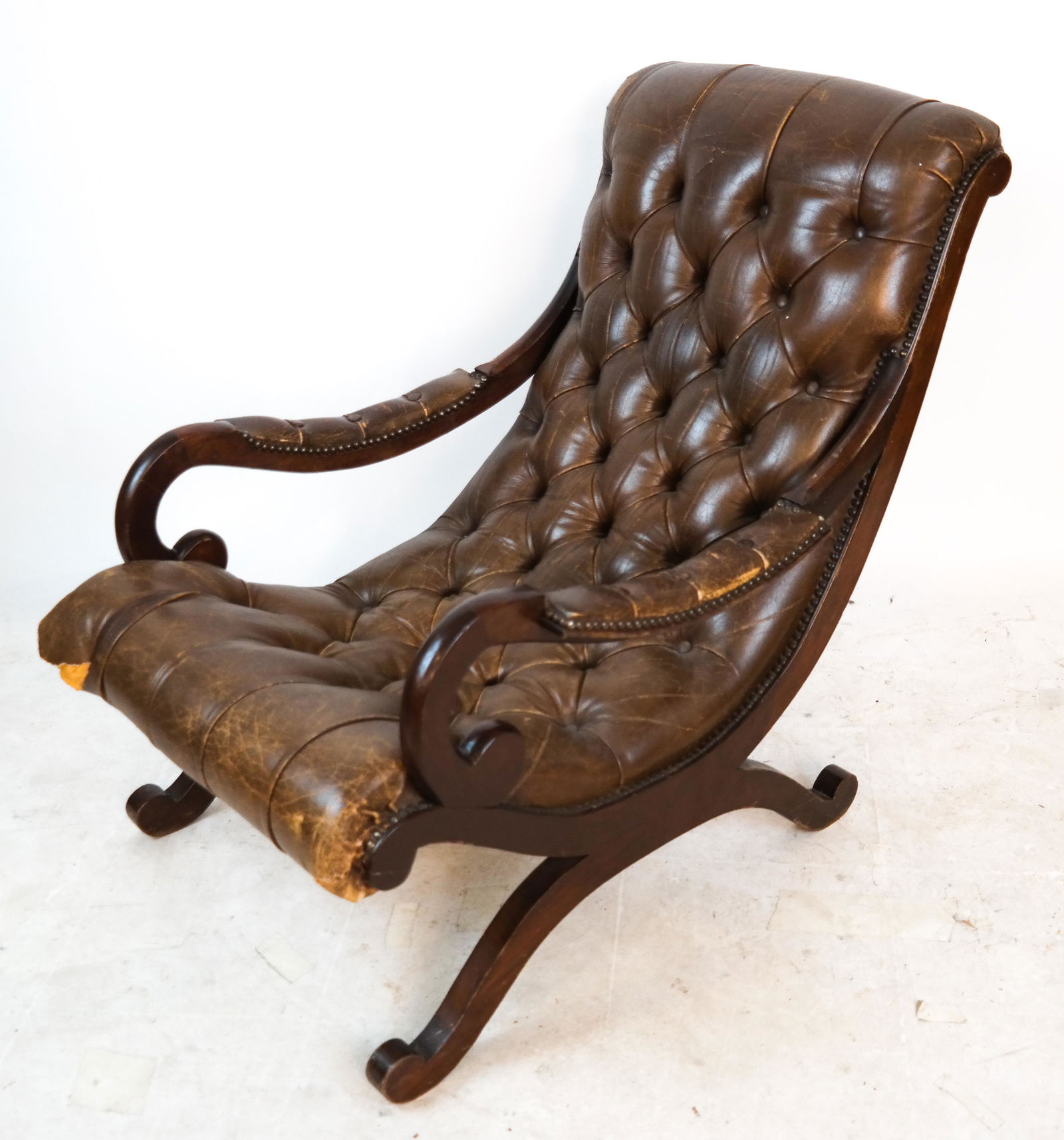 English Leather Lolling Chair (1 of 3)