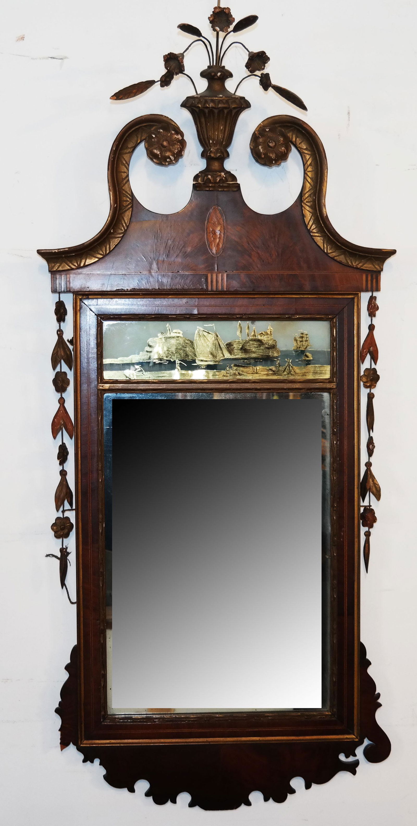 Antique English Eglomise Mirror (1 of 5)