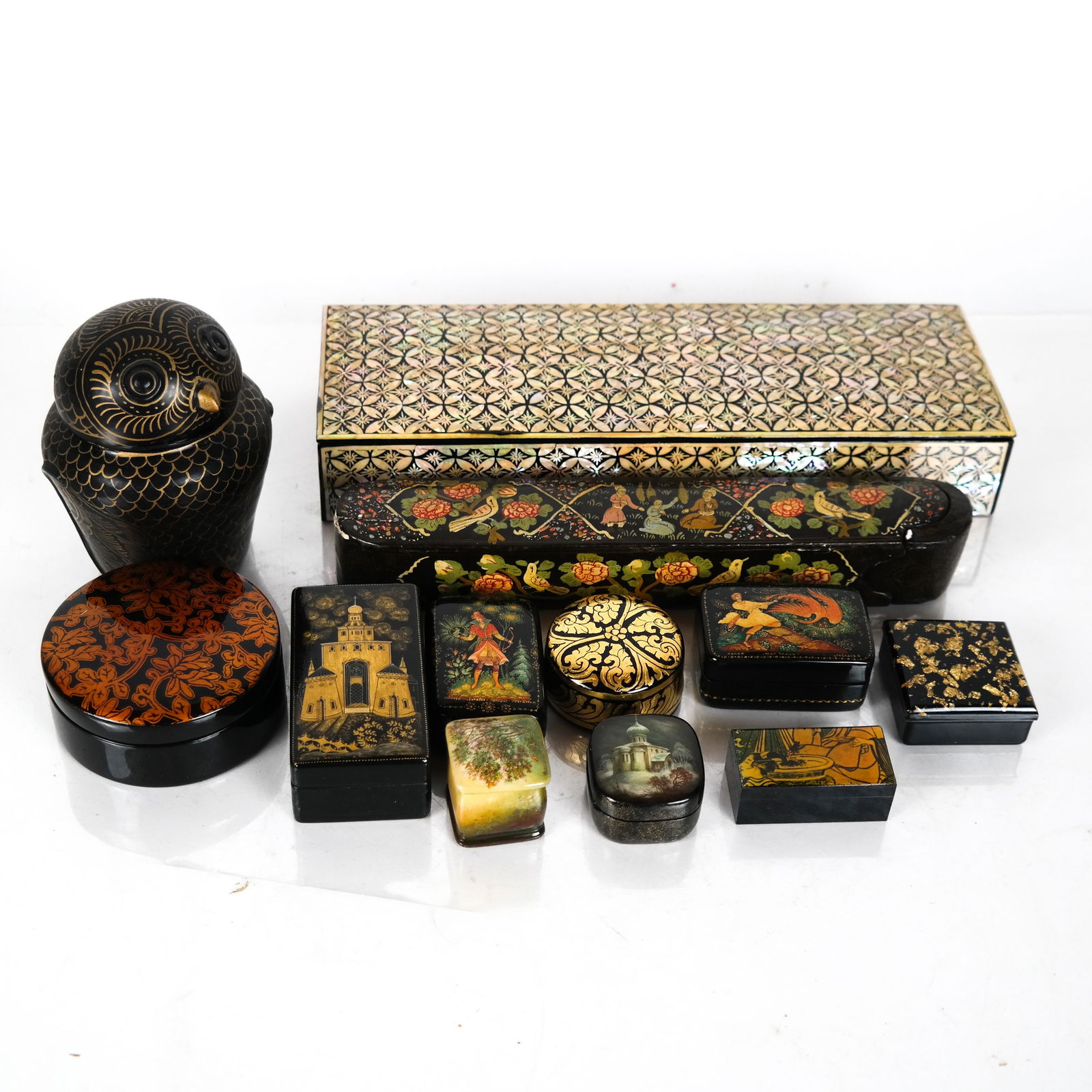 11 Lacquerware Boxes, Some Russian (1 of 14)