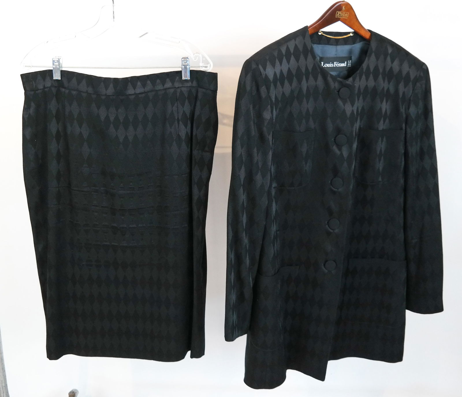 LOUIS FERAUD Black Wool Jacket & Skirt Set (1 of 3)