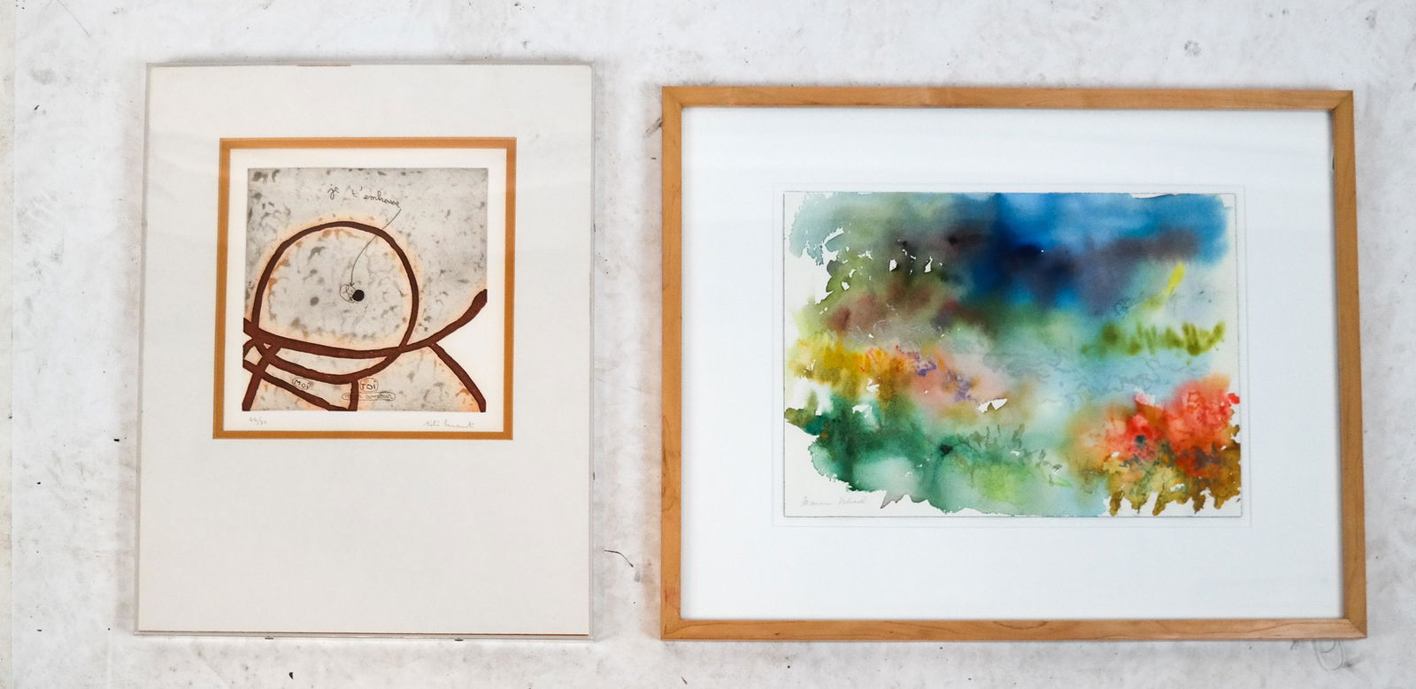 Abstract Watercolor and a Lithograph-Love (1 of 7)