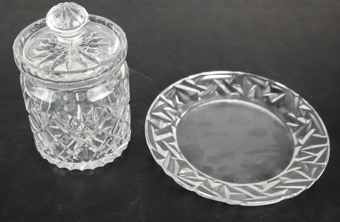 Tiffany Art Glass Plate & Cut Glass Jar (1 of 5)