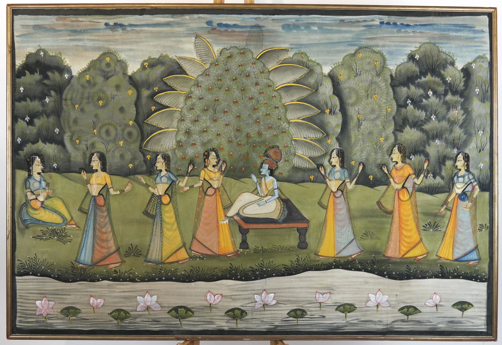 Large Indian Mogul Goddess Painting on Fabric (1 of 5)