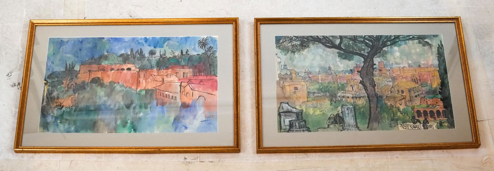 Rene Robert BOUCHE: 2 Roman Scenes - W/C (1 of 7)