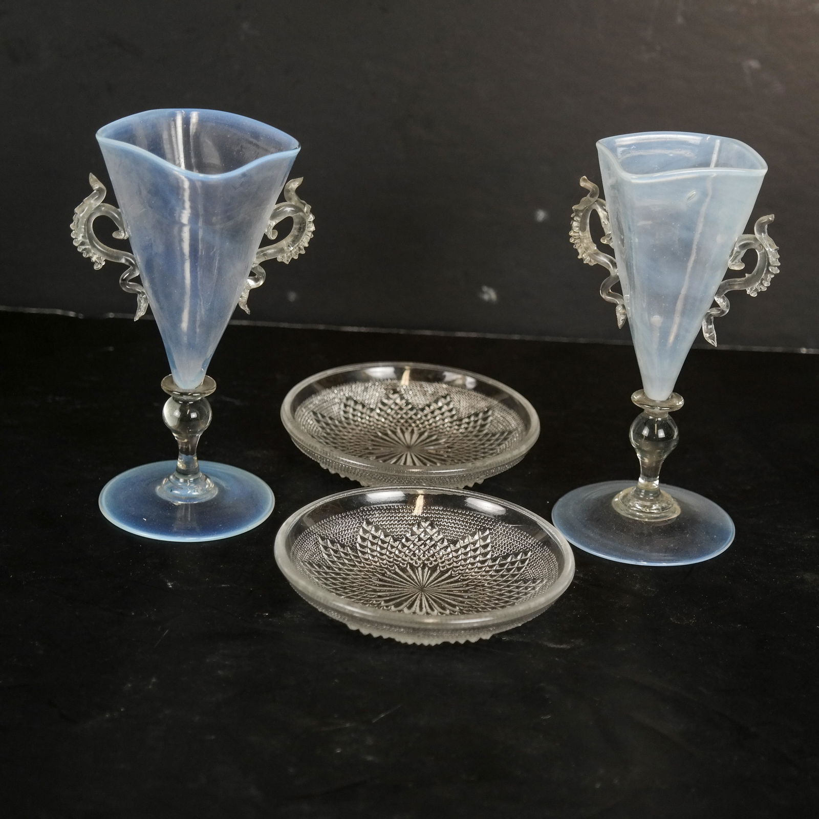 2 Salviati Liqueur Glasses, 2 Glass Mini-Plates (1 of 8)