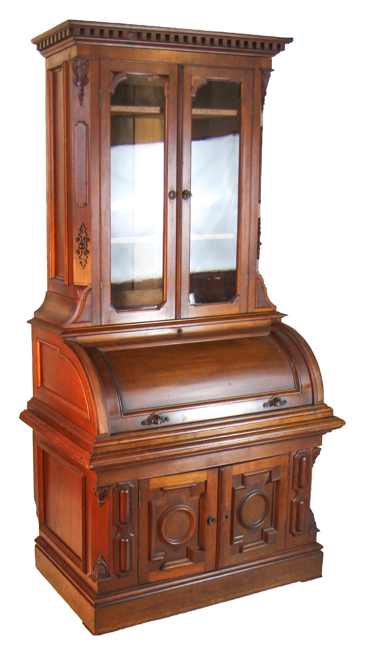 19th Century Victorian Walnut Secretary Bookcase (1 of 7)