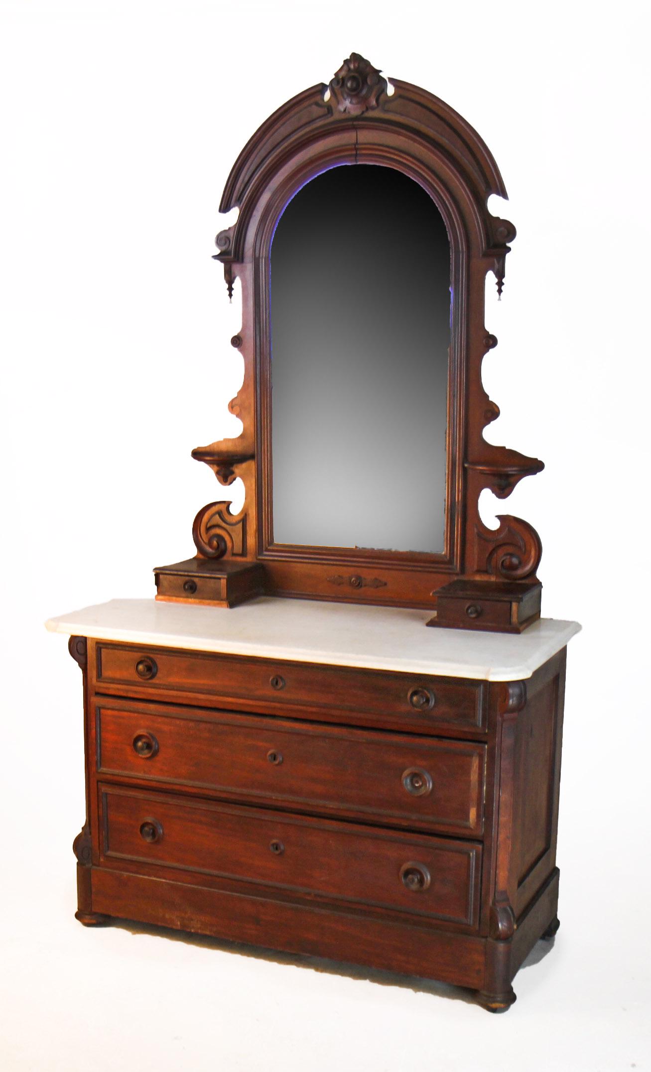 Victorian Walnut Chest & Dome Mirror (1 of 6)