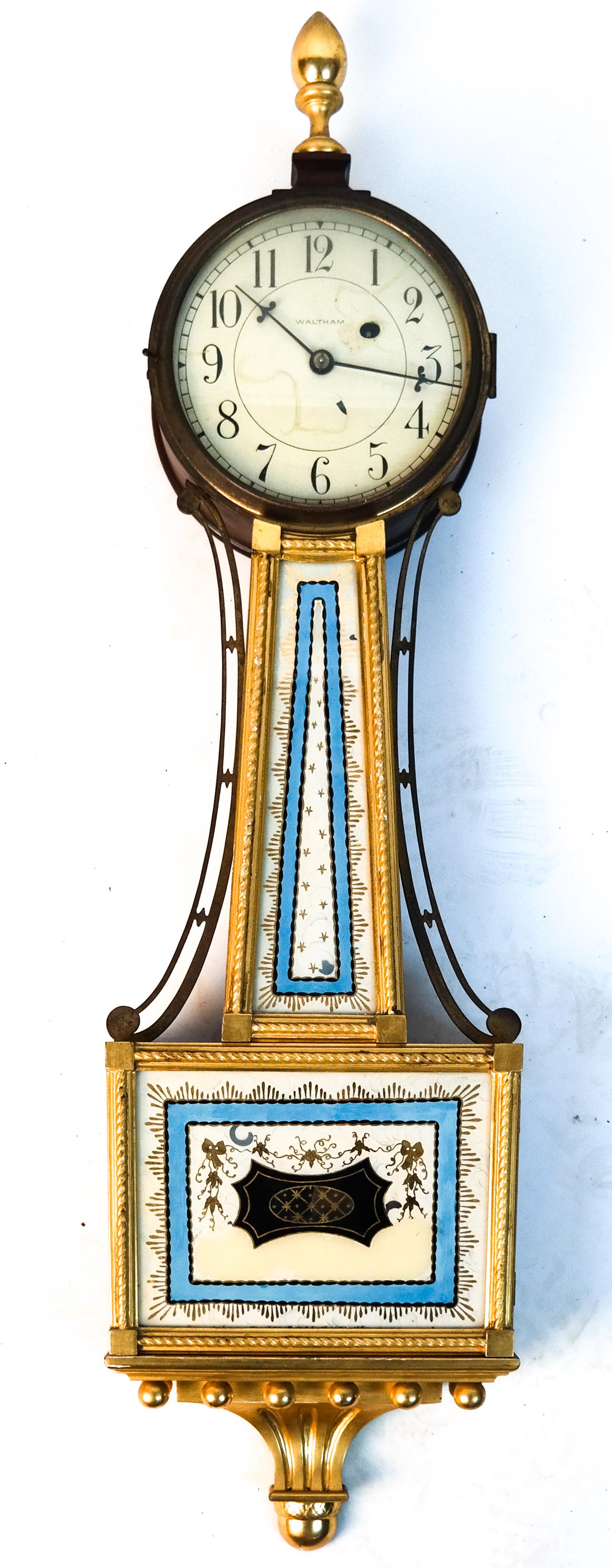 Waltham Eglomise and Gilt Wood Banjo Clock (1 of 9)