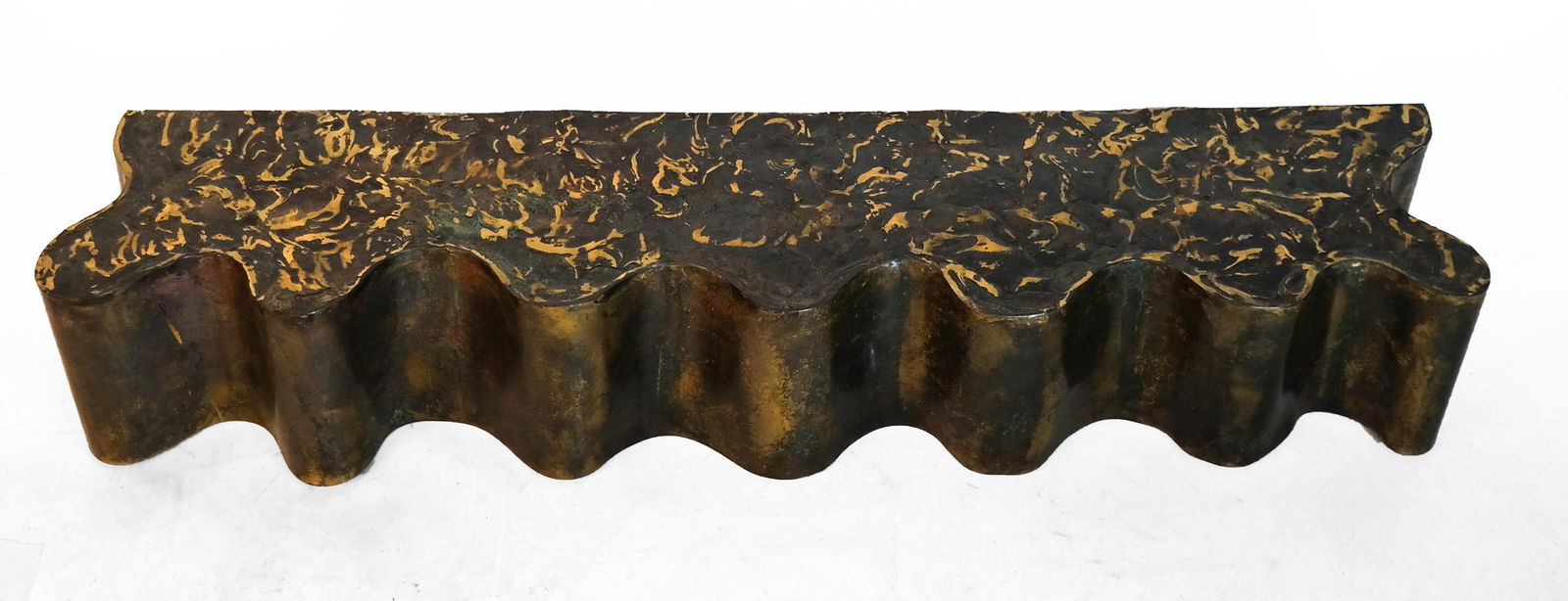 Paul Evans-Style Bronze "Waves" Wall Console (1 of 5)
