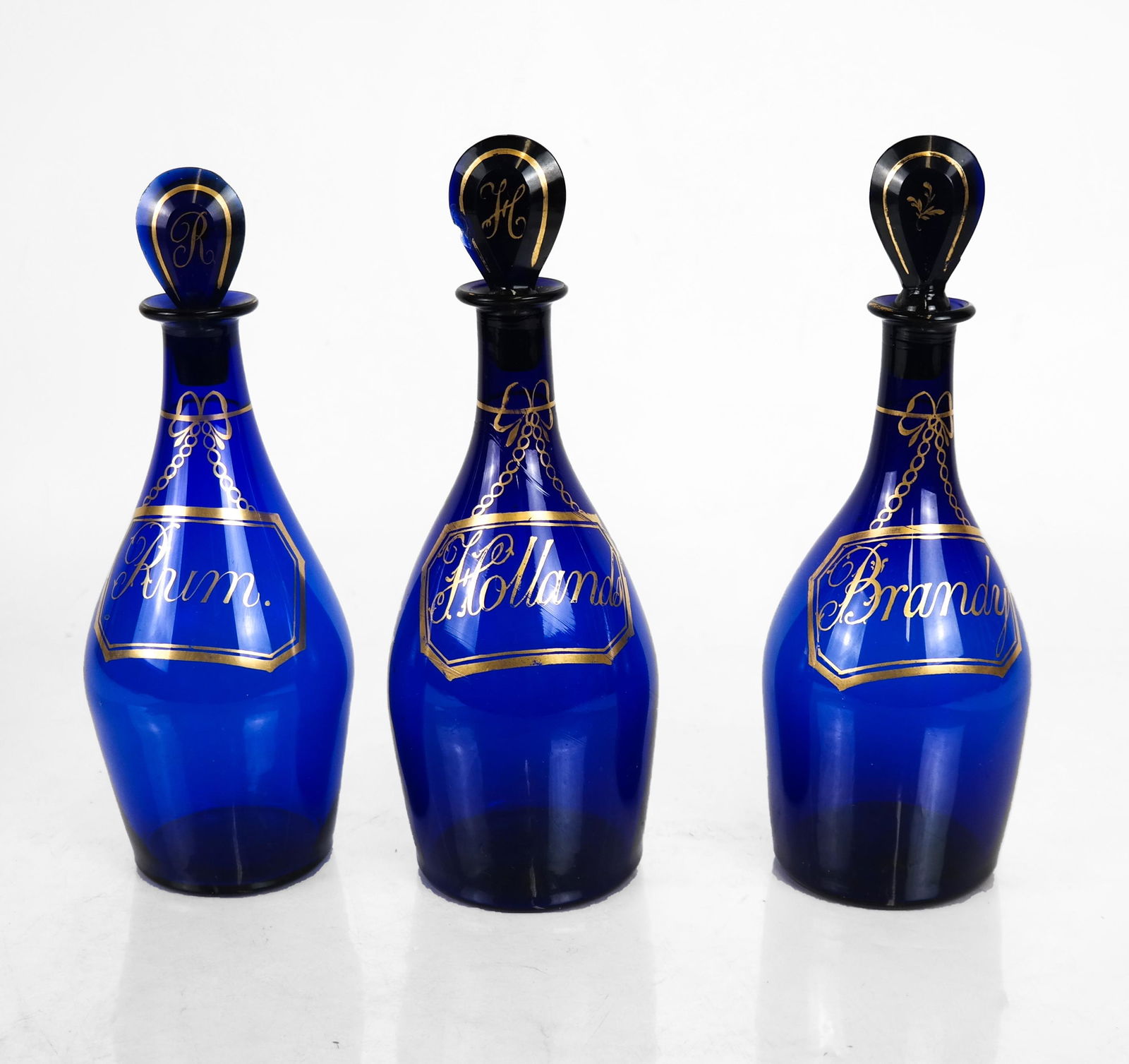 3 Cobalt Blue Liquor Decanters (1 of 5)