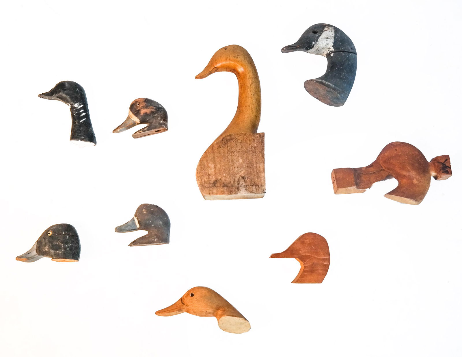 Lot of 7 Decoy Heads and 2 Head Molds (1 of 2)