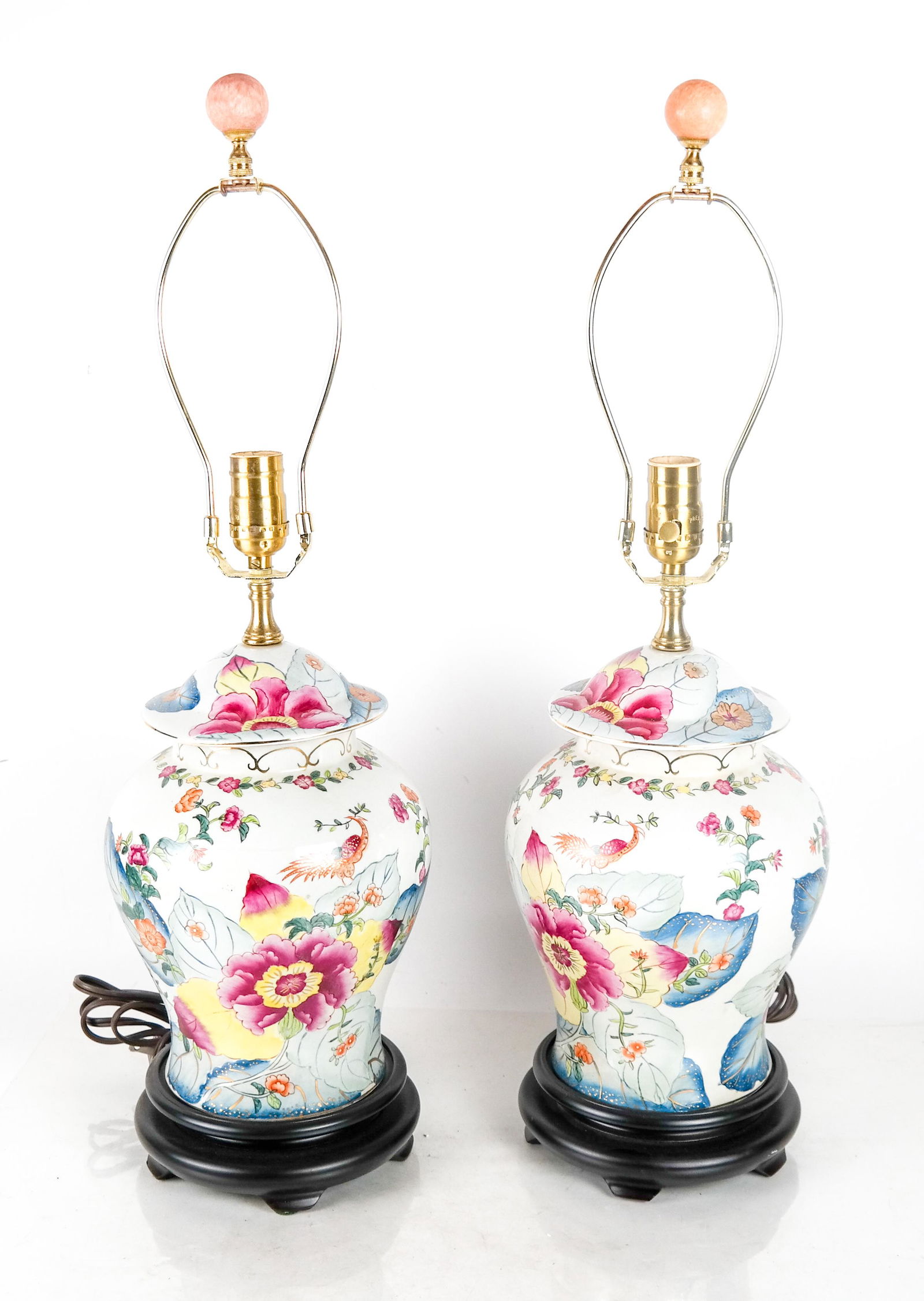 Pair Floral Decorated Lamps (1 of 6)